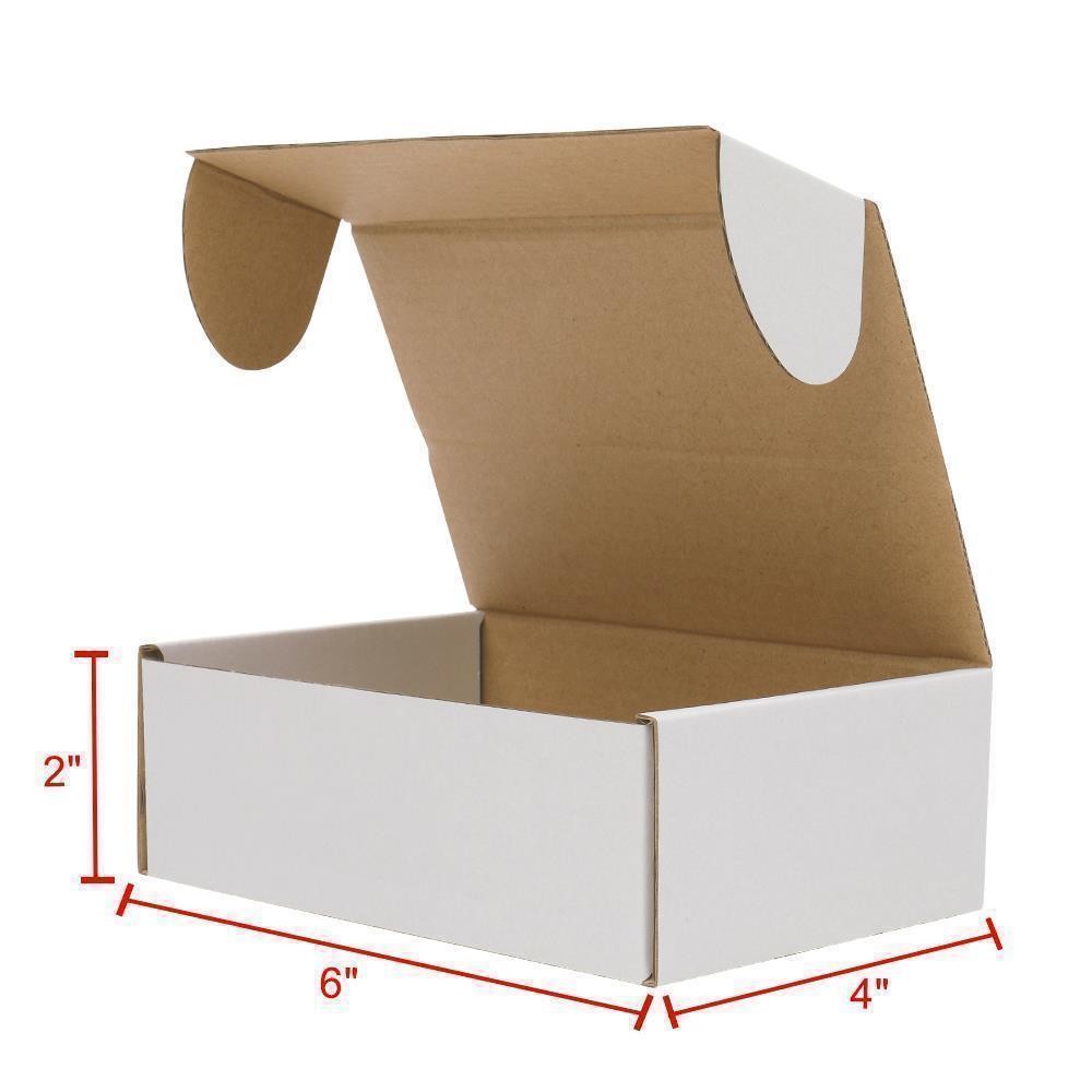 100 – 6x4x2 White Corrugated Shipping Mailer Carton Packing Fold Box