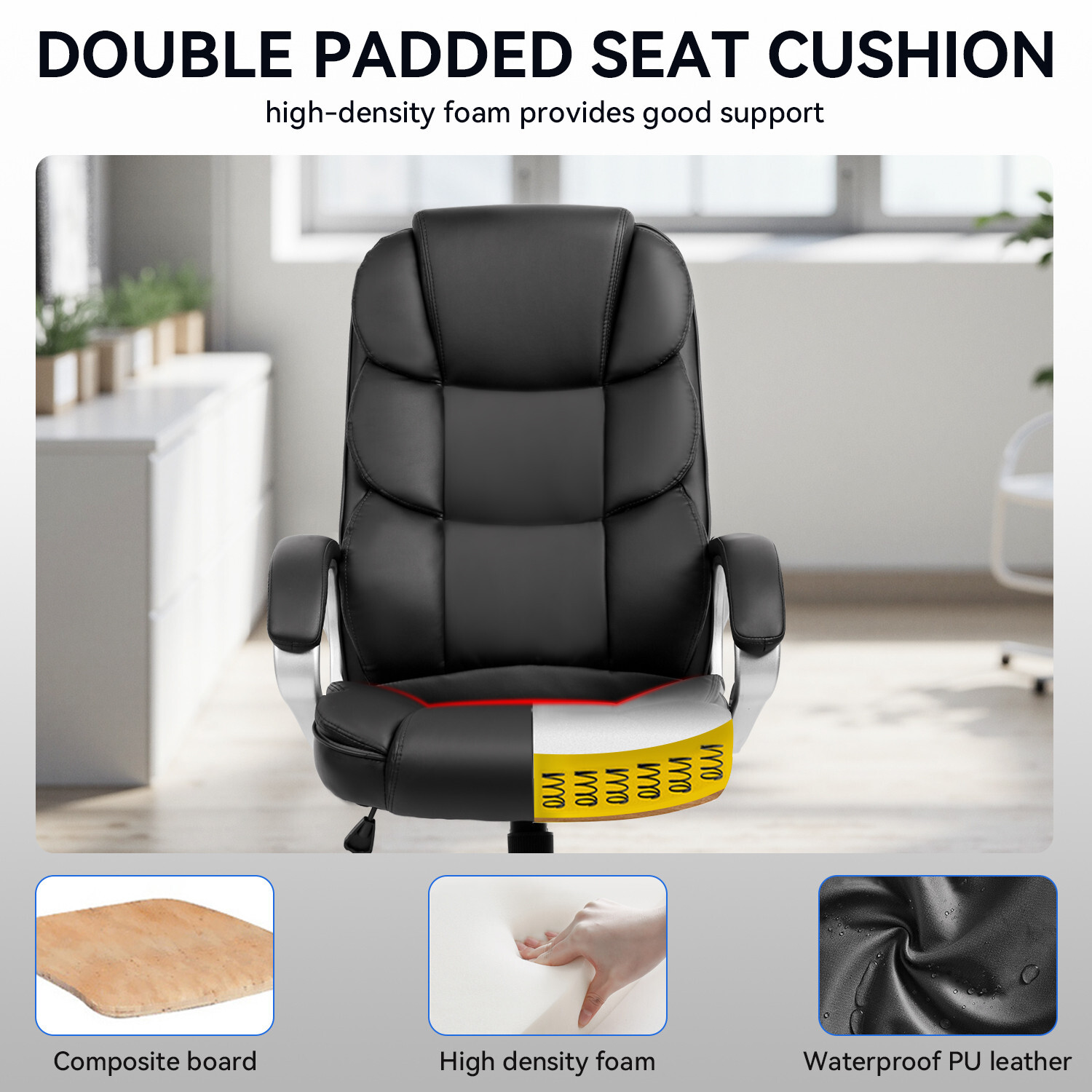 Office Chair Ergonomic High-Back Executive Desk Chair with Adjustable Swivel