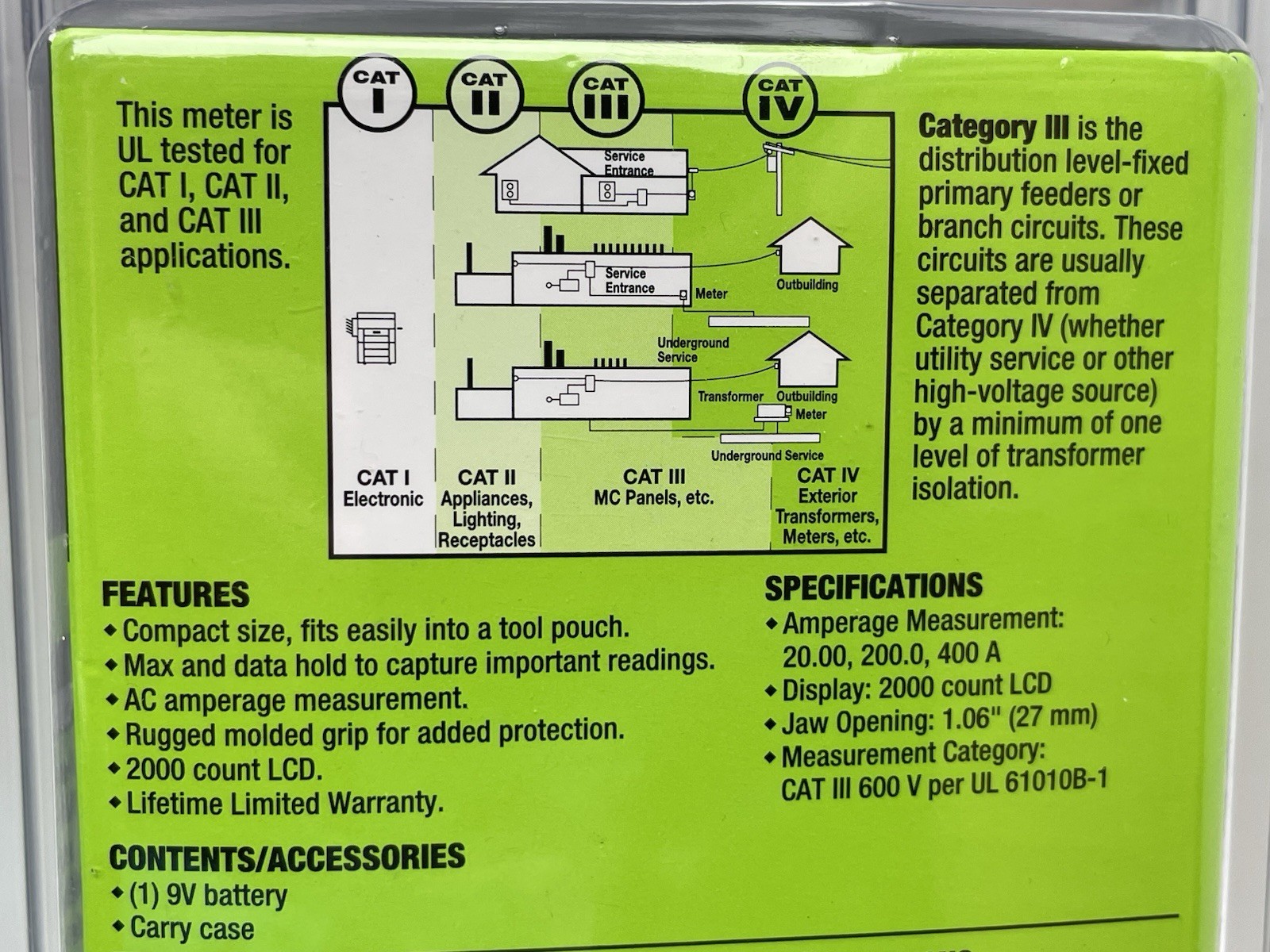 NEW GREENLEE AC CLAMP METER 400a CAT III 600v CM-330