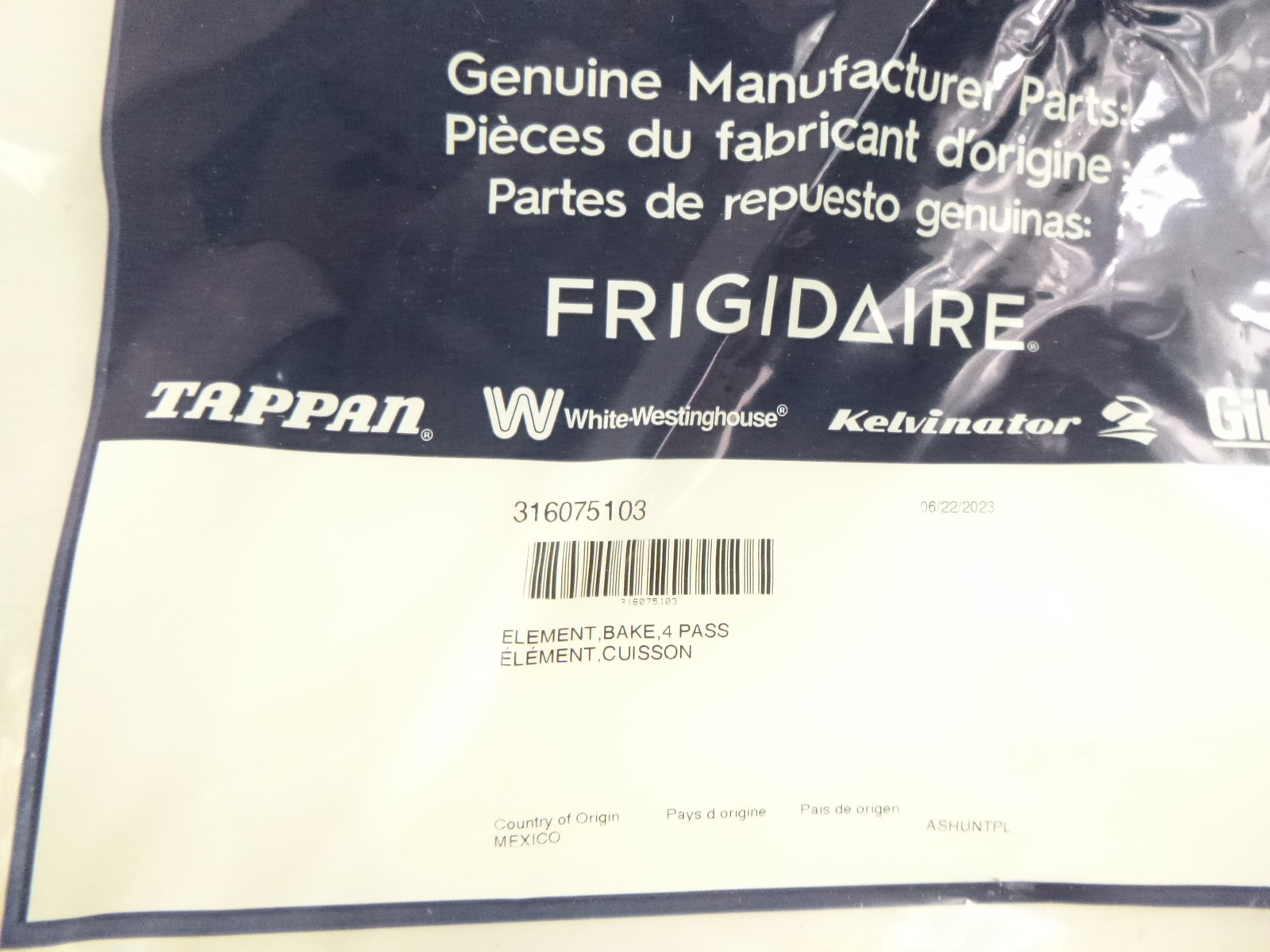 OEM Electrolux Frigidaire Range Bake Heating Element 316075103