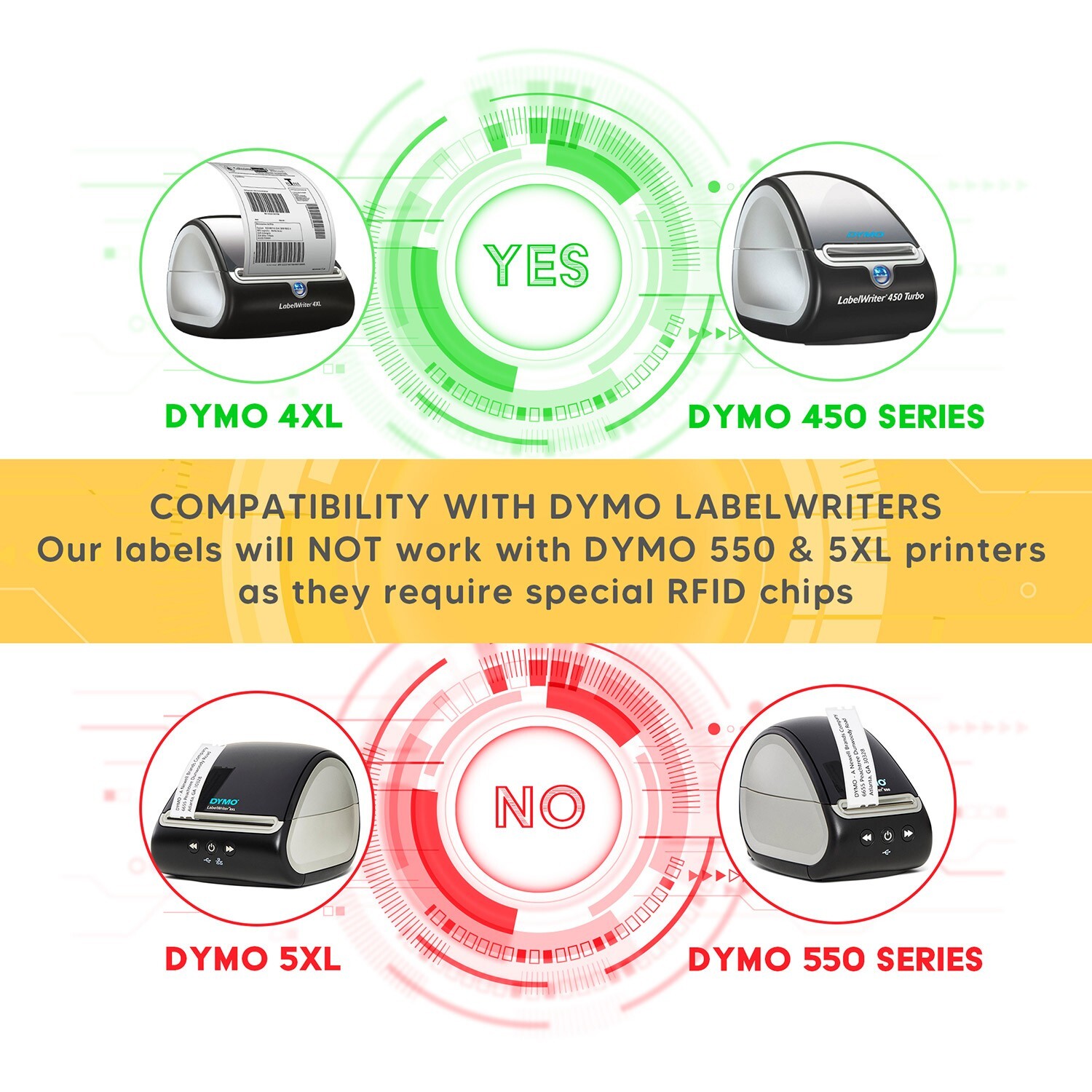 DYMO LW 30256-S ; (18) Rolls of 300 POLYPROPYLENE SYNTHETIC WATERPROOF Labels