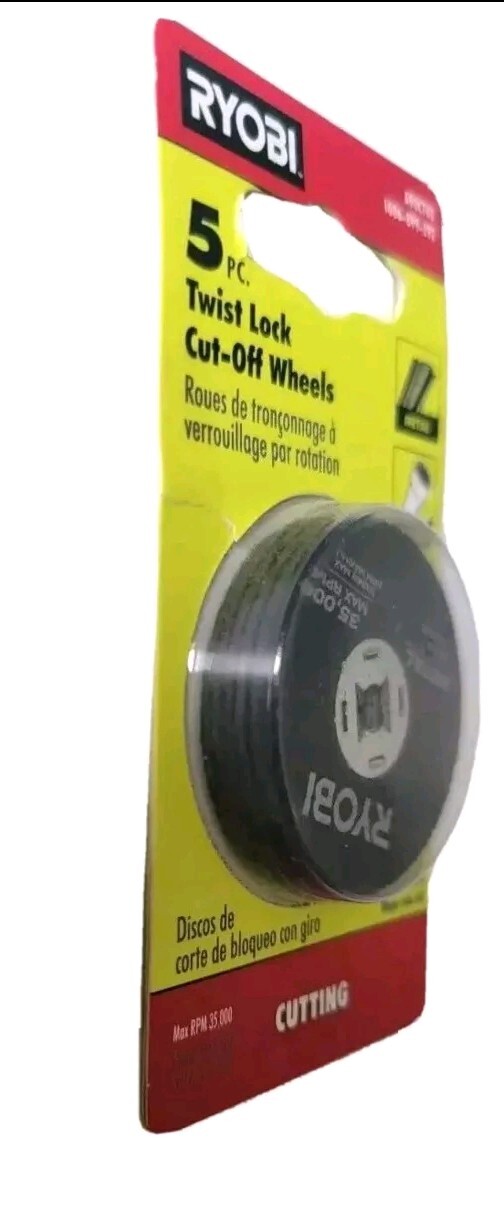 Ryobi 5pc Twist Lock Cut-off Wheels .for Metal. Up to 35,000 Rpm max.