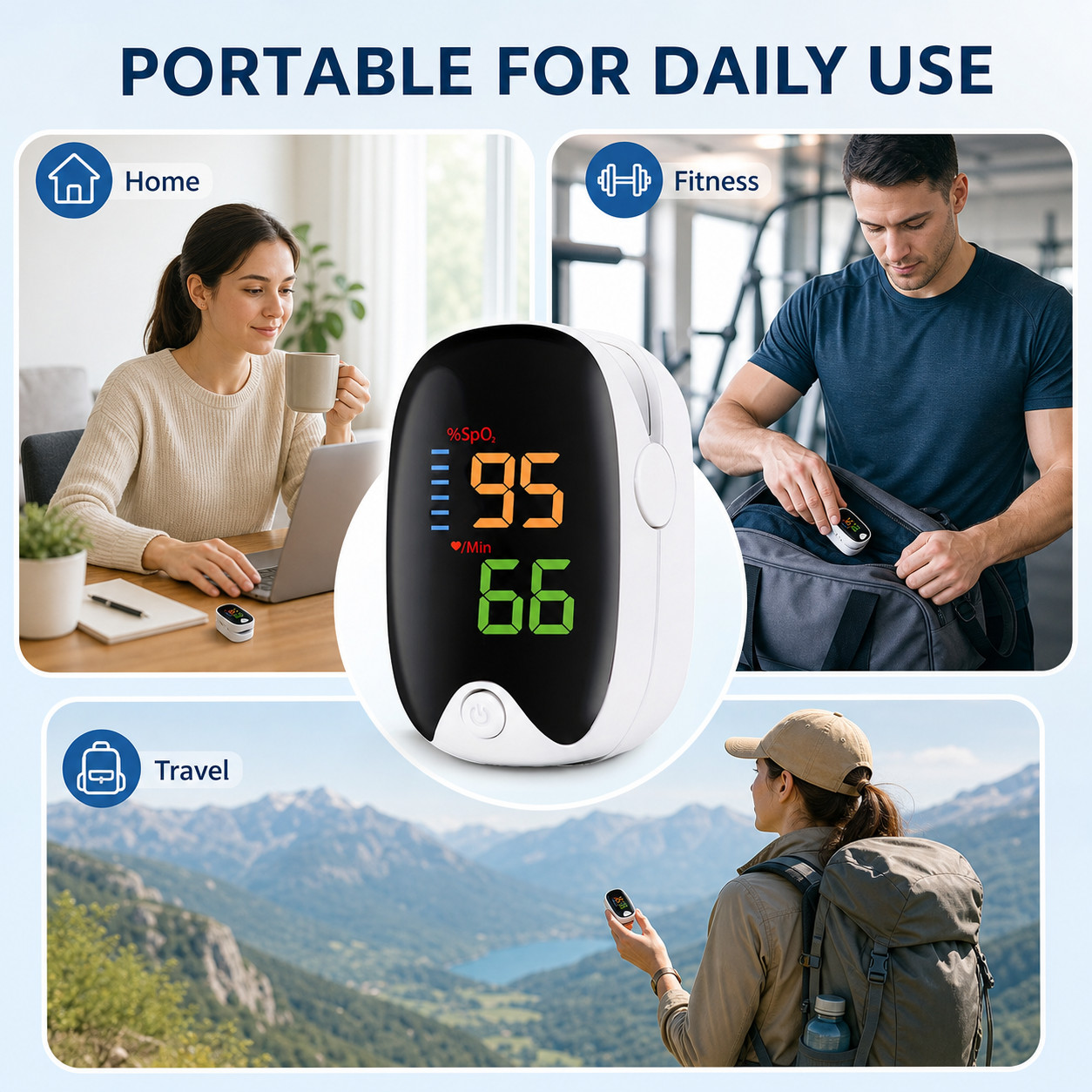 LCD Heart Rate tester Blood Oxygen Meter Fingertip Pulse Oximeter SPO2
