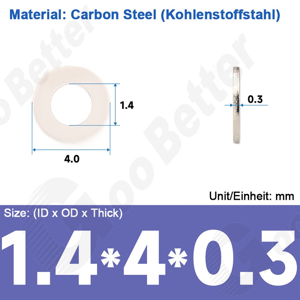 Ultra Micro Flat Washers Gasket M1.4 M1.5 M1.6 M1.7 M2 M2.5 M3 M3.5 M4 M5 M6