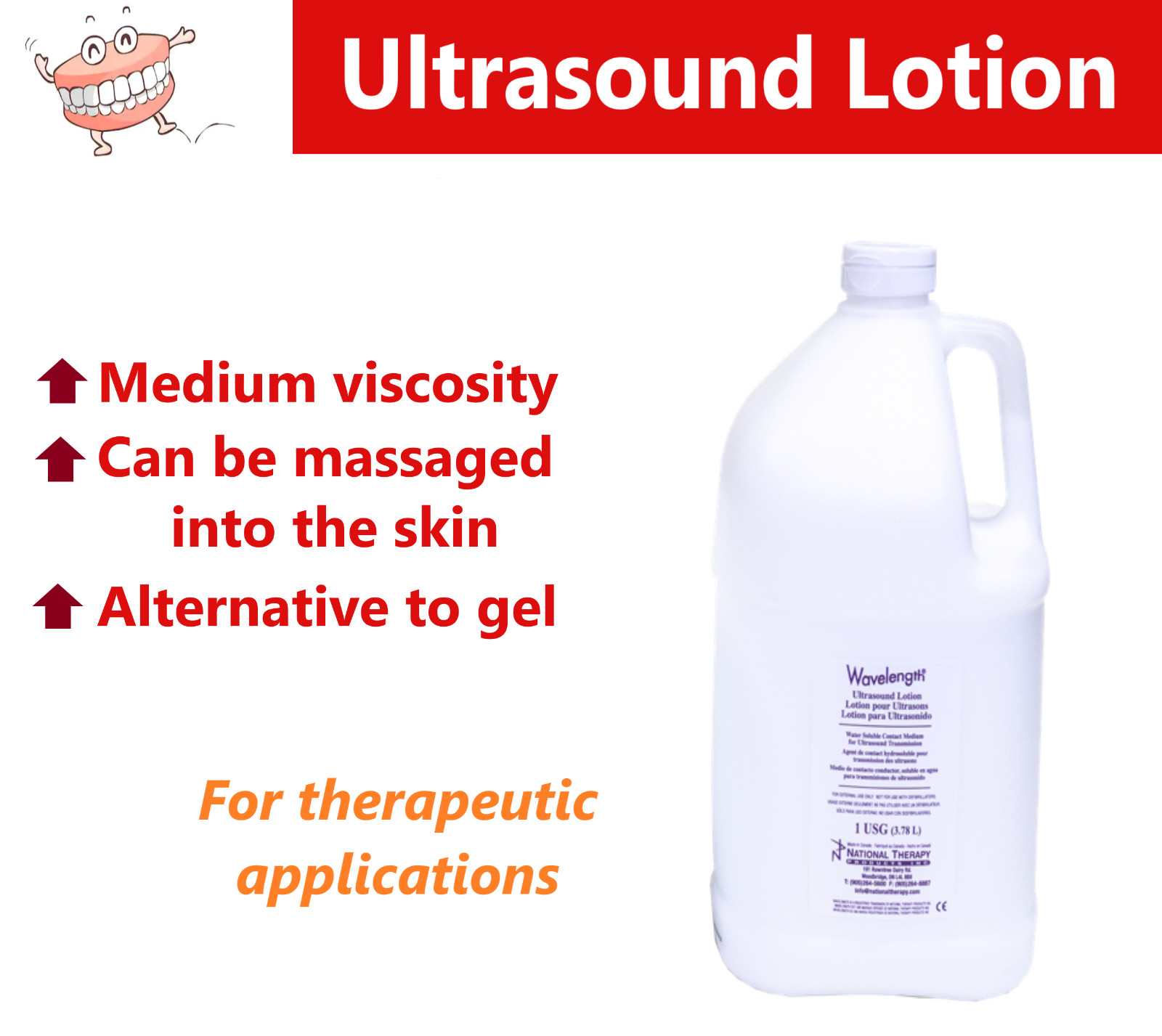 Wavelength Ultrasound Lotion White with Aloe 4 Gallons / Case Therapy Treatment