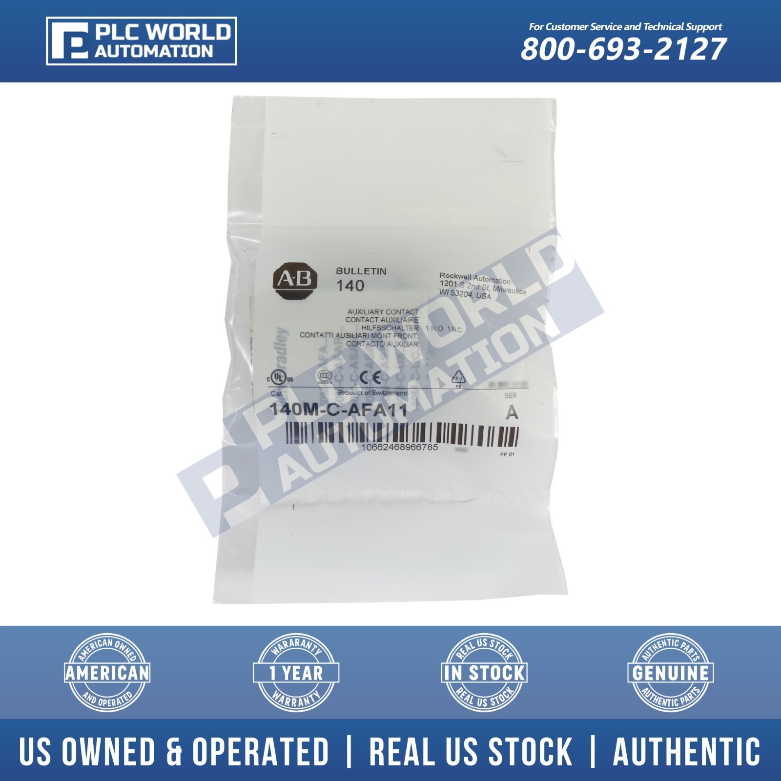 Allen Bradley 140M-C-AFA11 Ser A Auxiliary Contact Block, Brand New