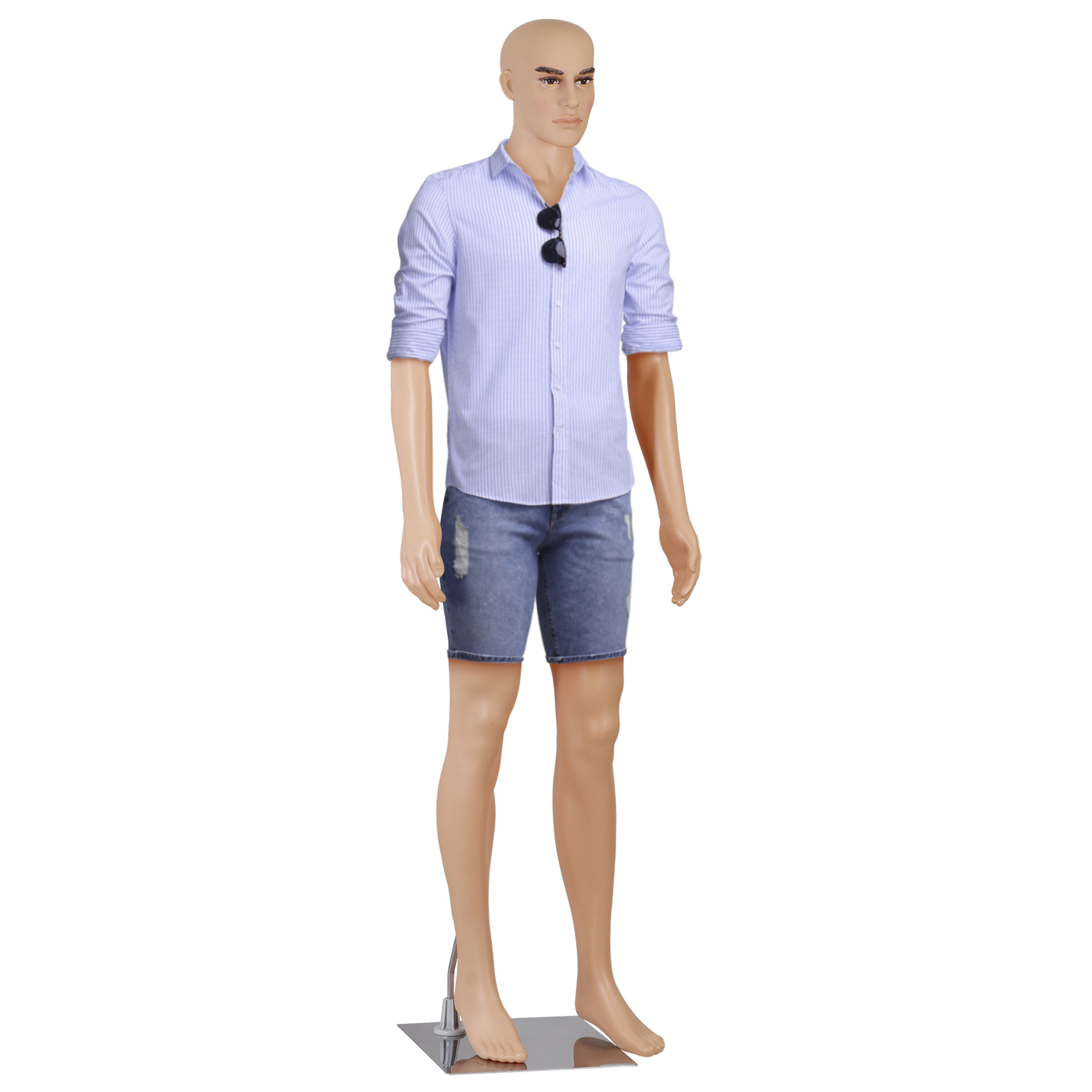Adjustable Male Mannequin Egghead Plastic Full Body Dress Form Display Base 72″