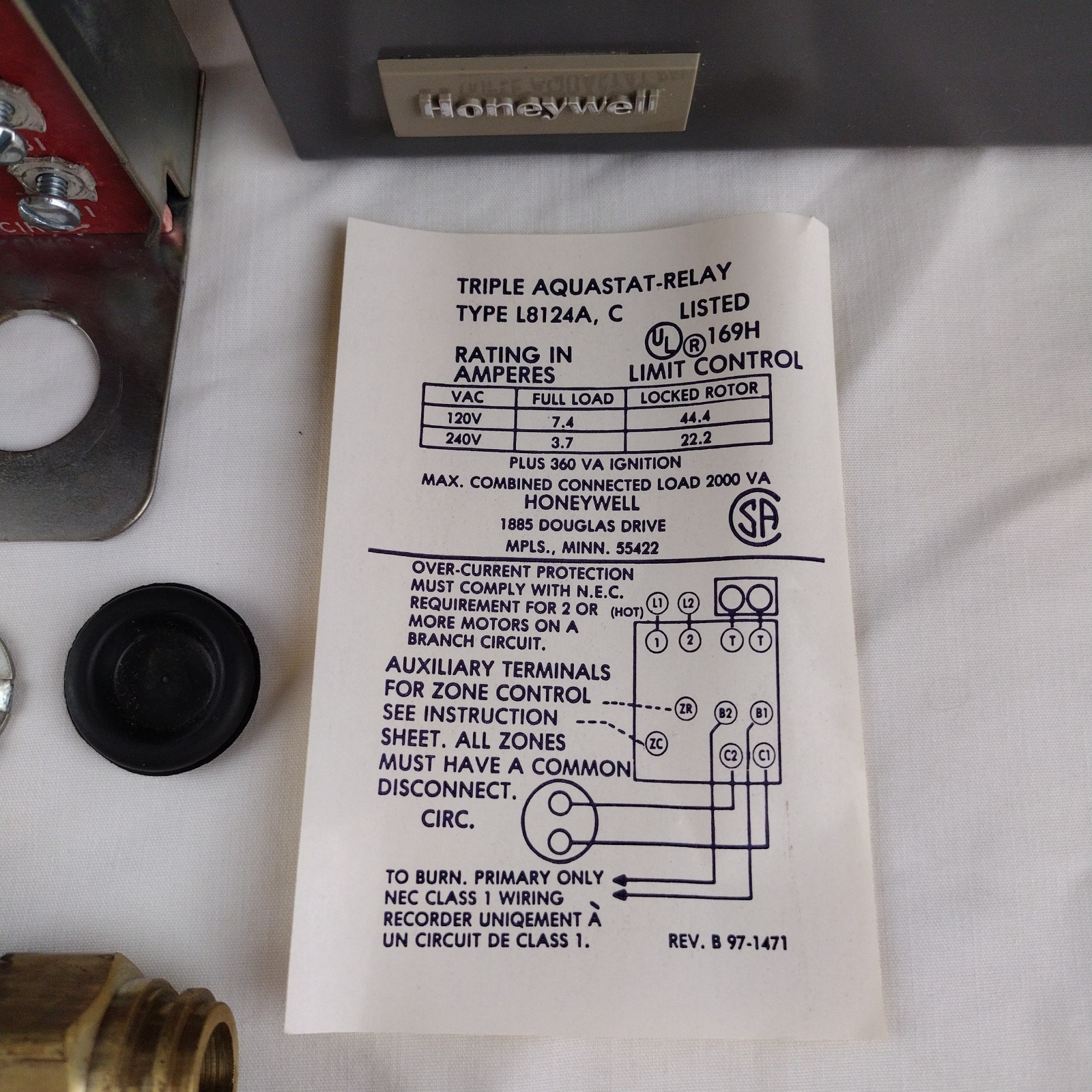 Honeywell L8124C1003 Triple Aquastat Relay