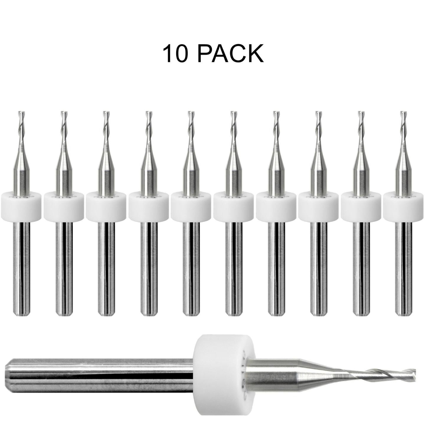 .050″ 1.27mm Carbide CNC End Mill 2 Flute Square End 1/8 Shank 10 Pc Kyocera