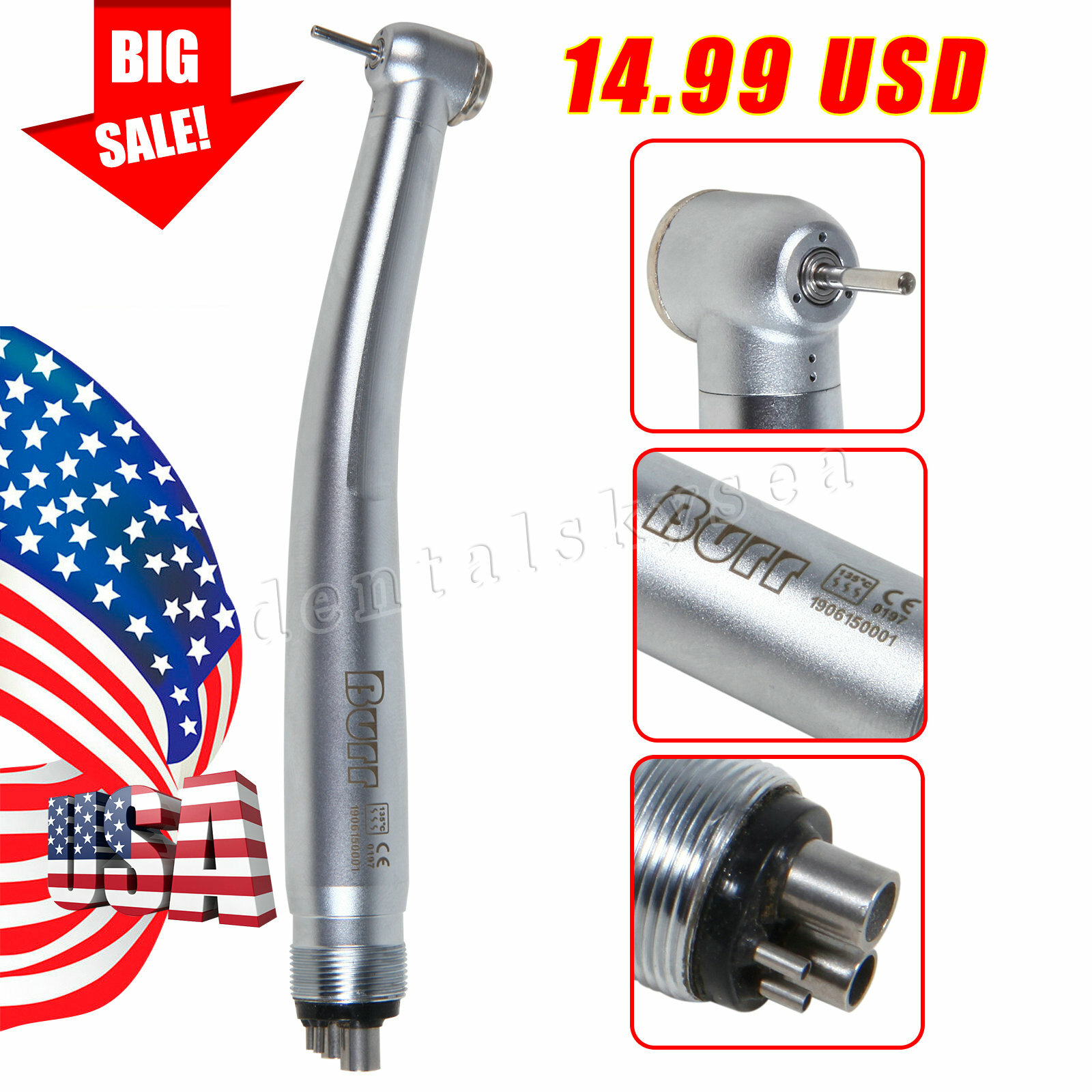 NSK PANA MAX Style Dental High Speed Turbine Handpiece Push Button 4 Hole Burr