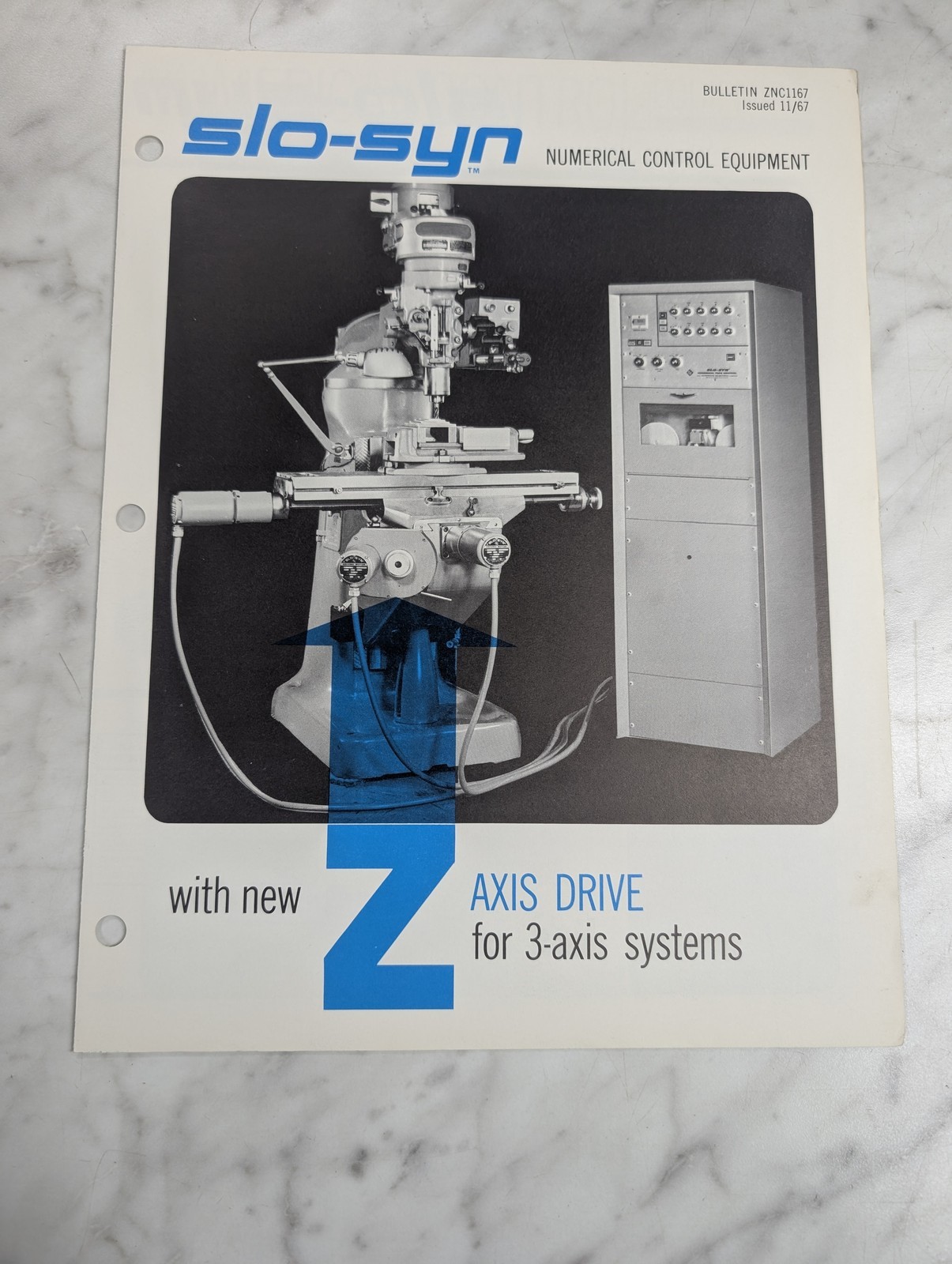 SLO-SYN NUMERICAL CONTROL EQUIPMENT ZNC1167 1967 SALES BROCHURE LITERATURE