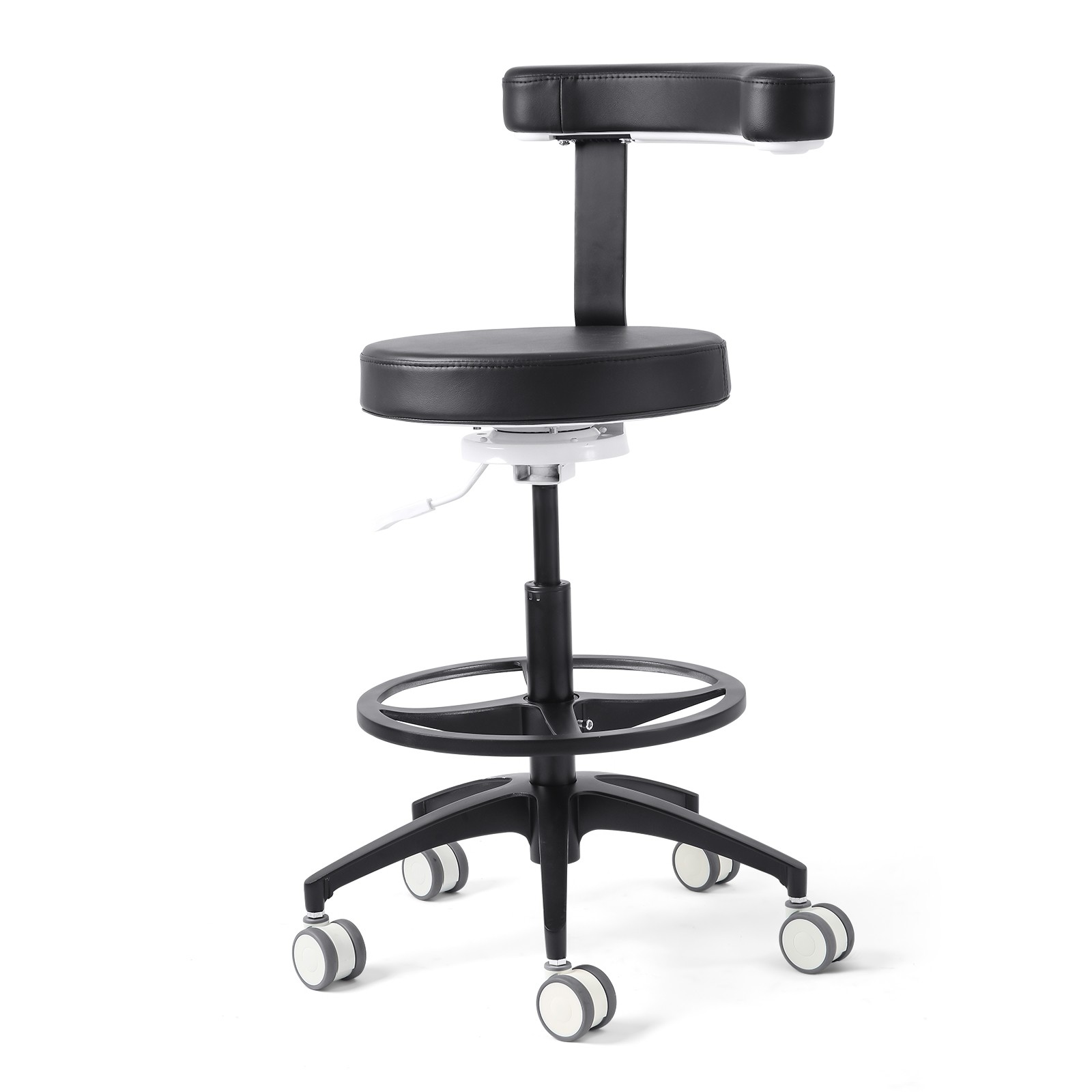 Dental Assistant Stool Chair Round Adjustable Ultra Fiber Leather 350lb Weighing