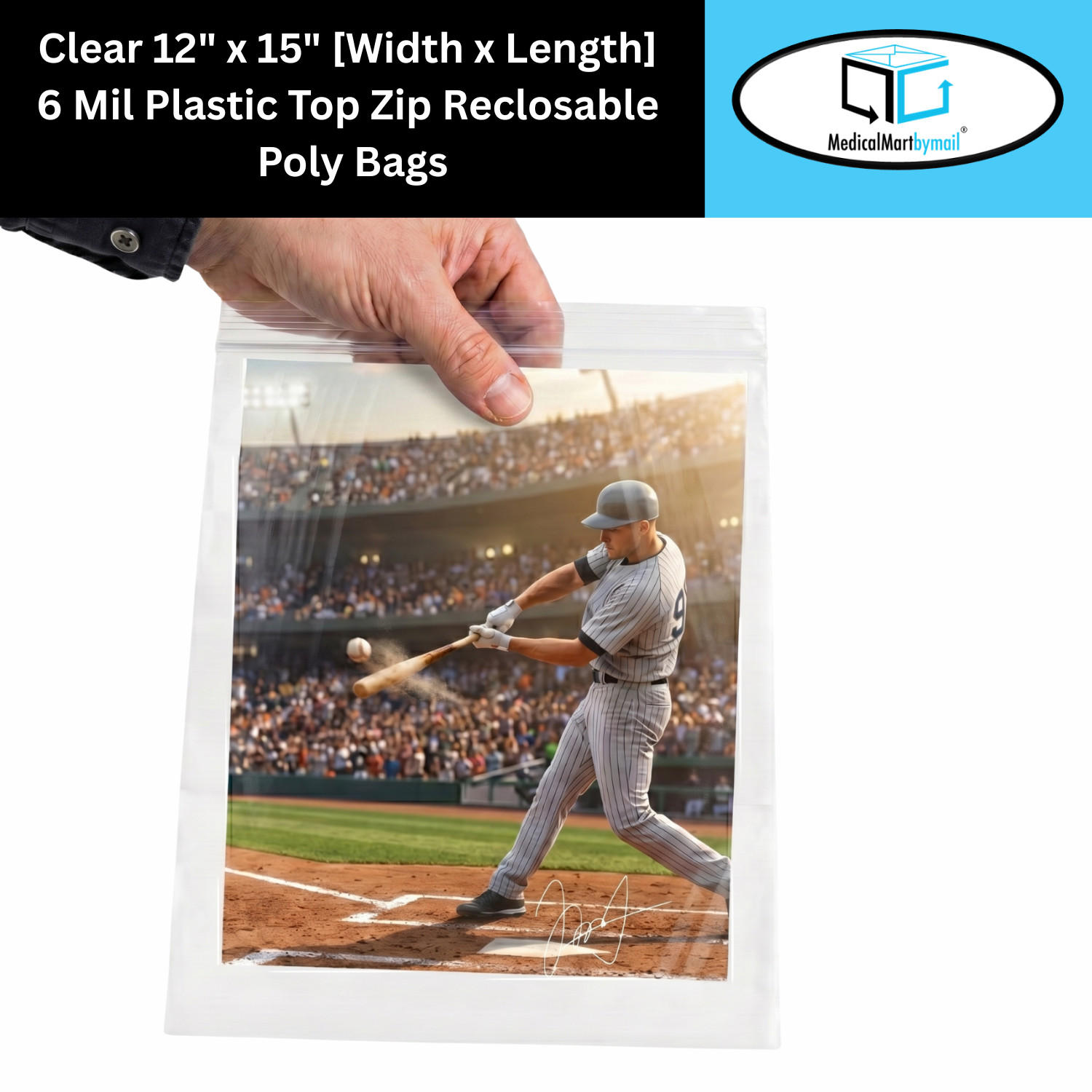 12″ x 15″ Heavy Duty 6 MIL Resealable Zip Top Lock 12×15 Clear Plastic Bags 1000