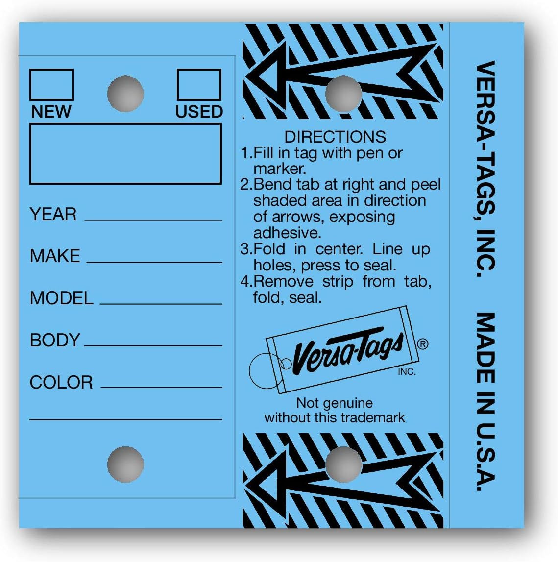 Genuine Versa-Tag Key Tags – Half-Pack – 125 Key Tags & Key Rings per Box (Blue)