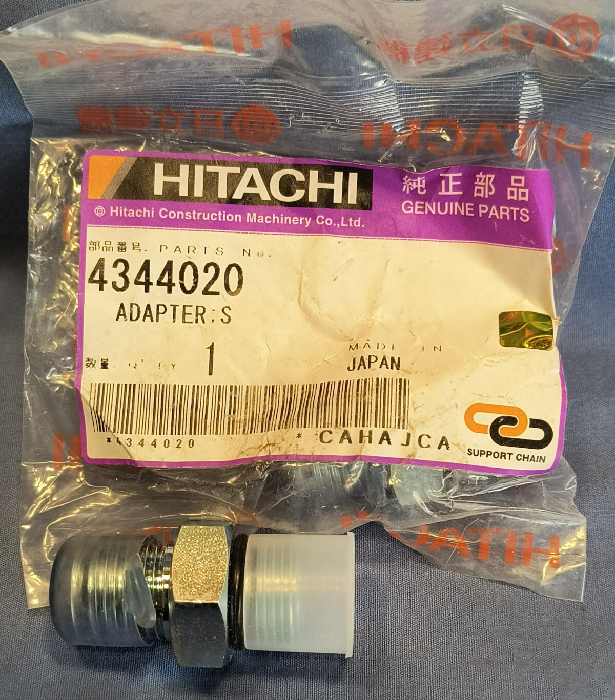 John Deere Hitachi 4344020 Adapter S Fitting NOS OEM