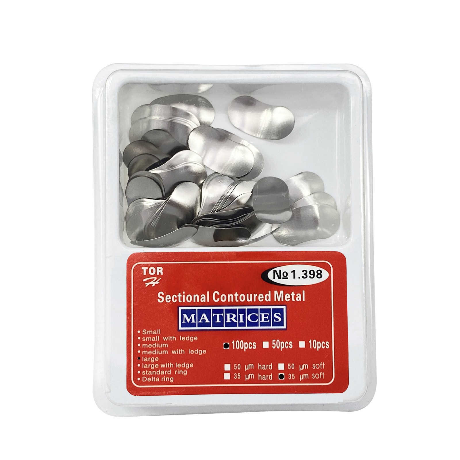 Dental Matrices Bands Sectional Contoured Metal Matrix bands soft S/M/L 35um