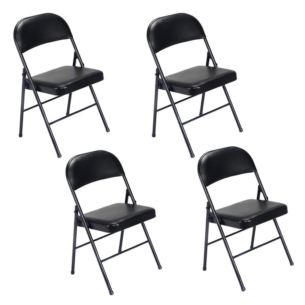 4-Pack Chair Folding Chair Fabric Upholstered Seat Metal Frame Seat Home Office
