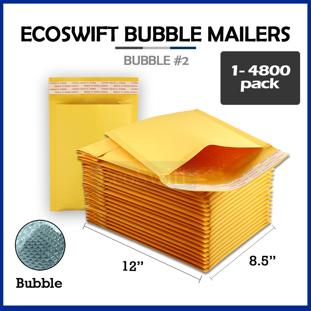 1-4800 #2 8.5×12 «EcoSwift» Kraft Bubble Mailers Padded Envelope Bags 8.5″ x 12″