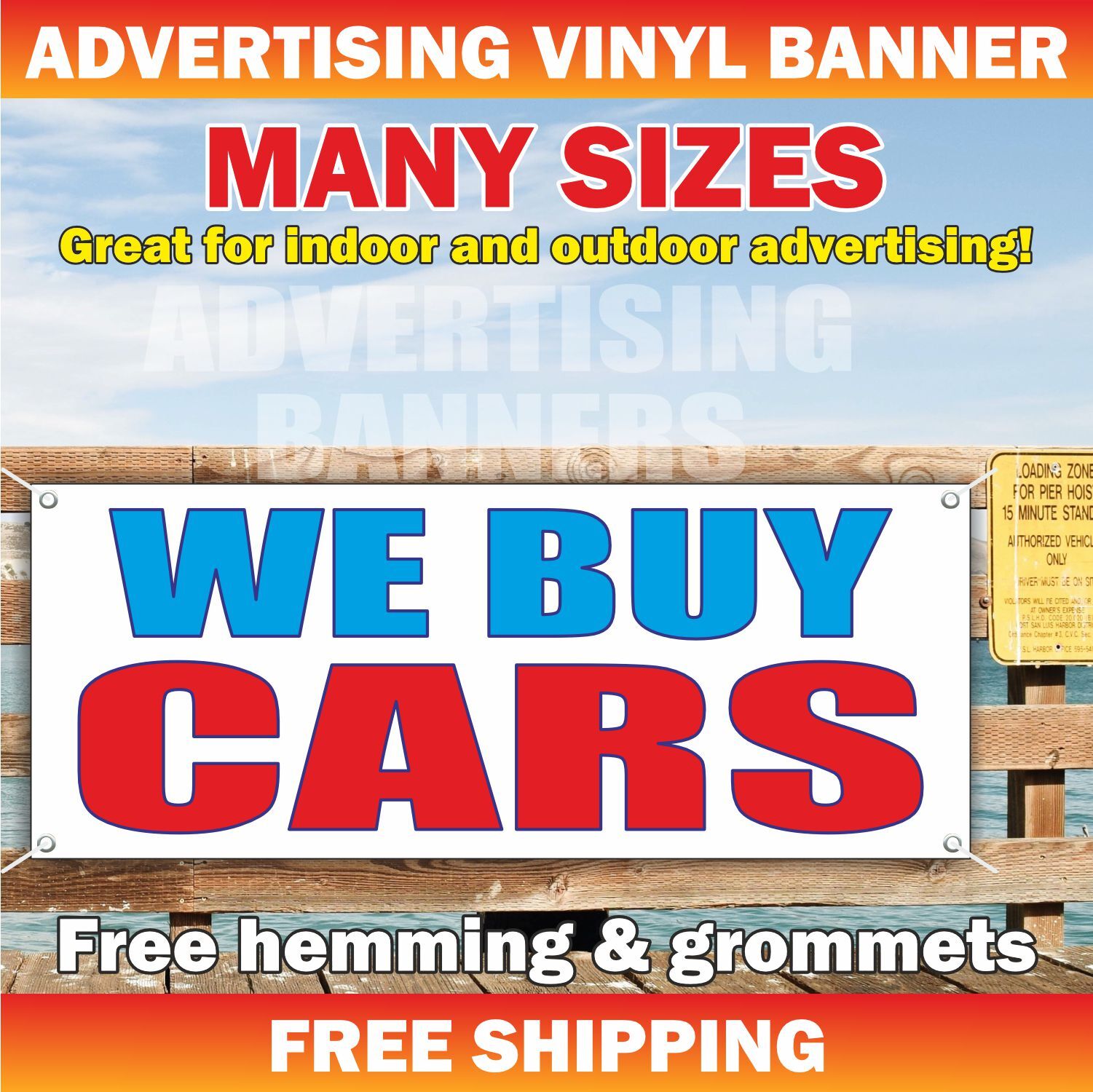 WE BUY CARS Advertising Banner Vinyl Mesh Sign trades auto sale dealer service