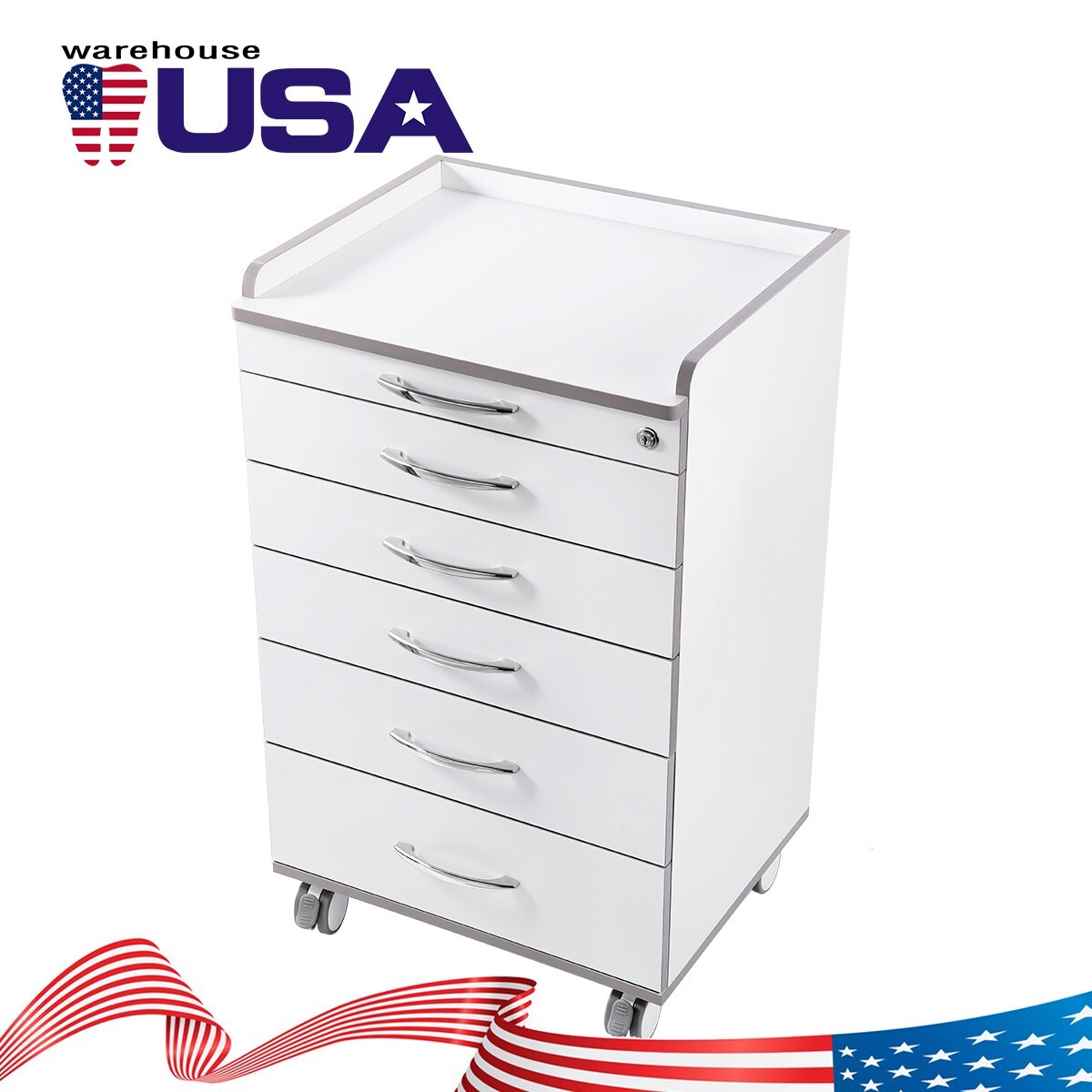 Dental Portable Mobile Delivery Unit System with Air Compressor/5 Drawer Trolley