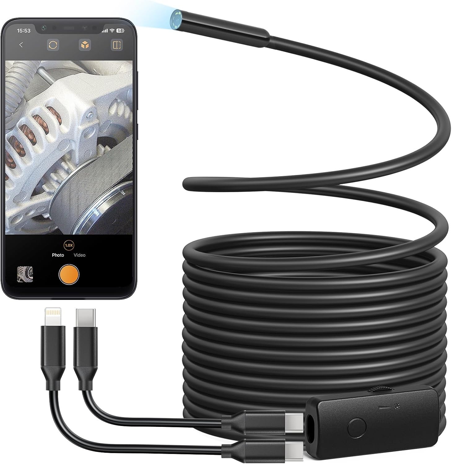 USB Endoscope Camera 1920P HD Borescopes Fit for iPhone and Android 16.5ft