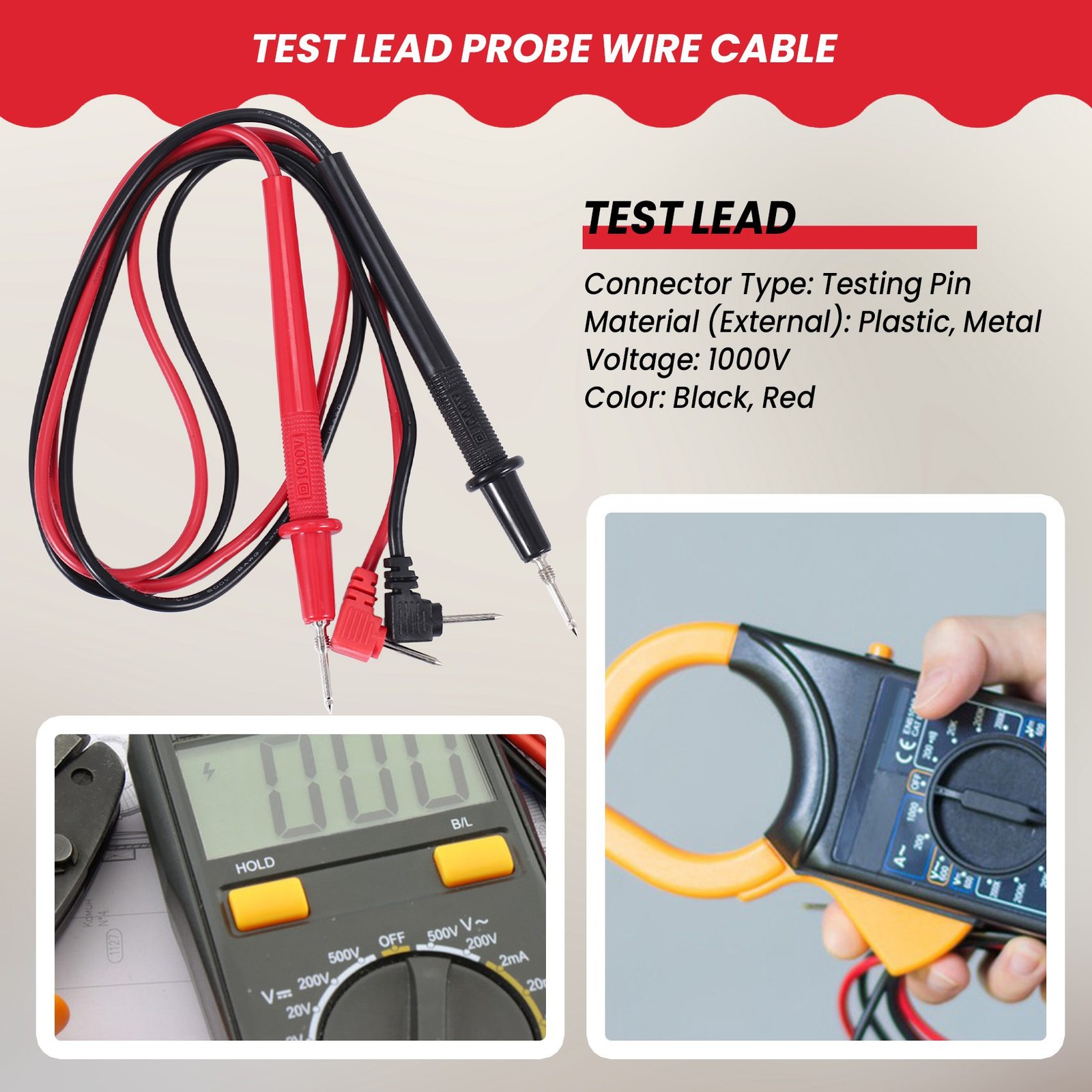 Multimeter Meter Universal Test Lead Probe Wire Cable 1000V 0.8M Z9M63111