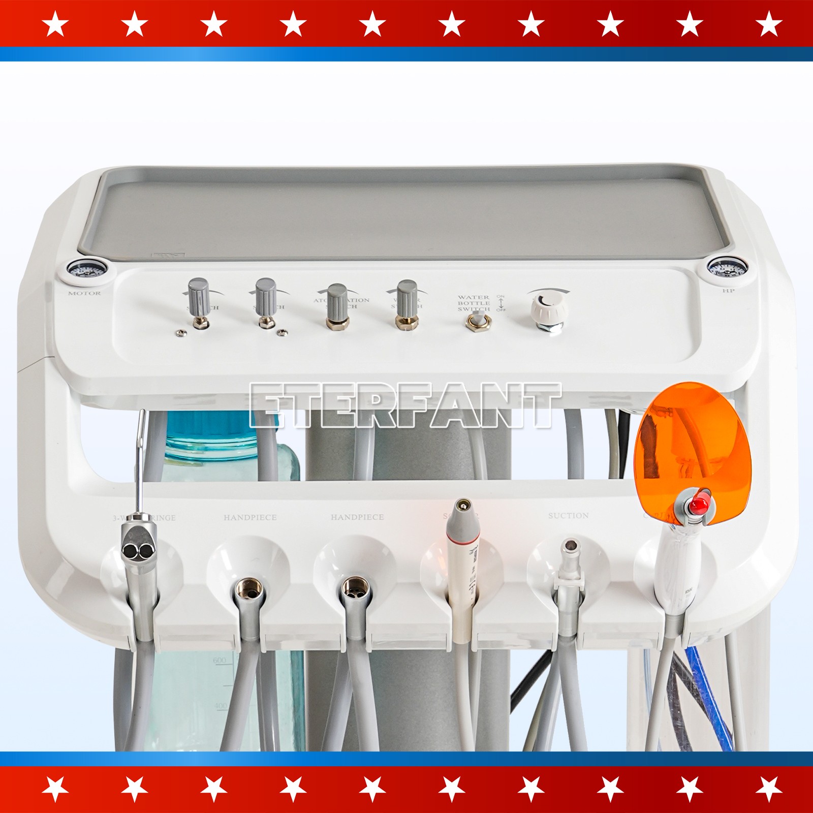 B050 Portable Mobile Dental Delivery Unit System 4 Holes+Air Compressor+Suction