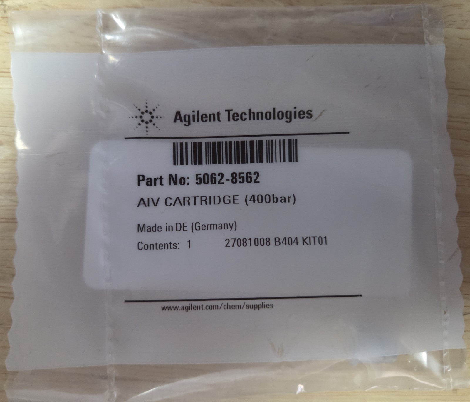 NEW!! Agilent Active Inlet Valve Cartridge 400 bar p/n: 5062-8562