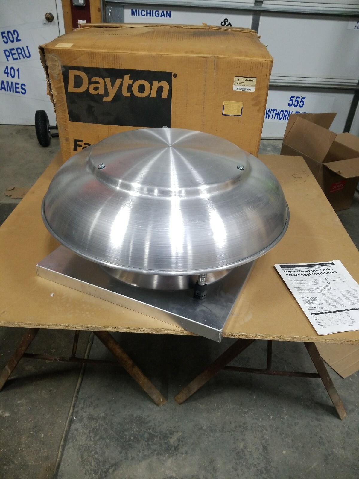 14″ Direct Drive Axial Exhaust Ventilator 115V 1Phase 2.5A 1/6 HP 2 SPEED 4wn59