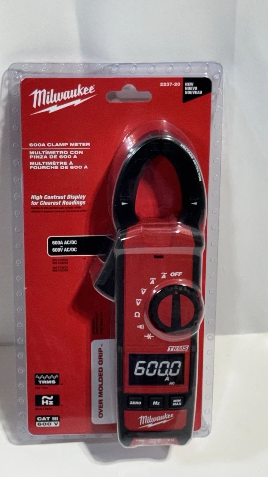 MILWAUKEE (2237-20) 600A AC/DC Digital Clamp Meter CAT III NEW FAST FREE SHIP