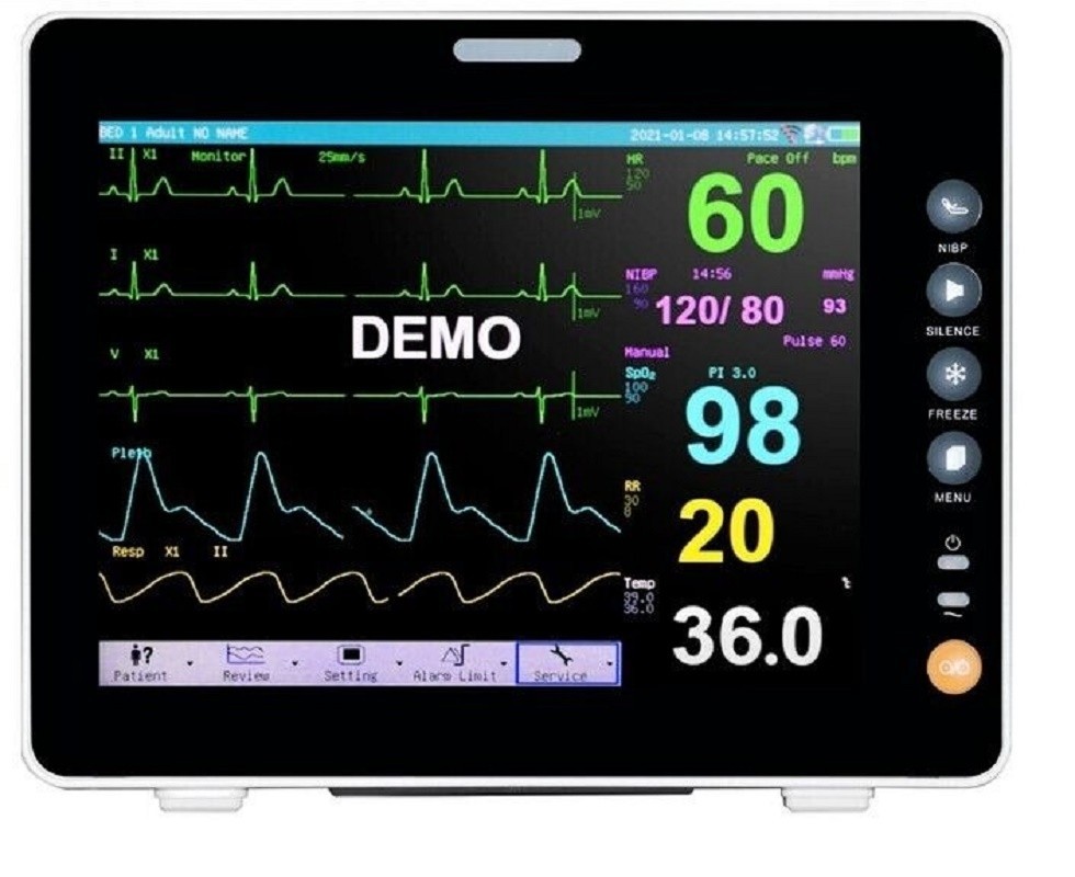 8″ Patient Monitor Multi-Parameter Vital Signs Machine ECG NIBP SPO2 Hospital