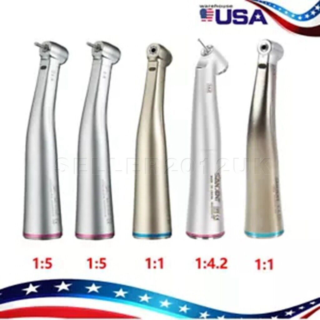 Dental 1:1 1:5 1:4.2 LED Contra Angle Increasing Handpiece Red Ring NSK Style CE