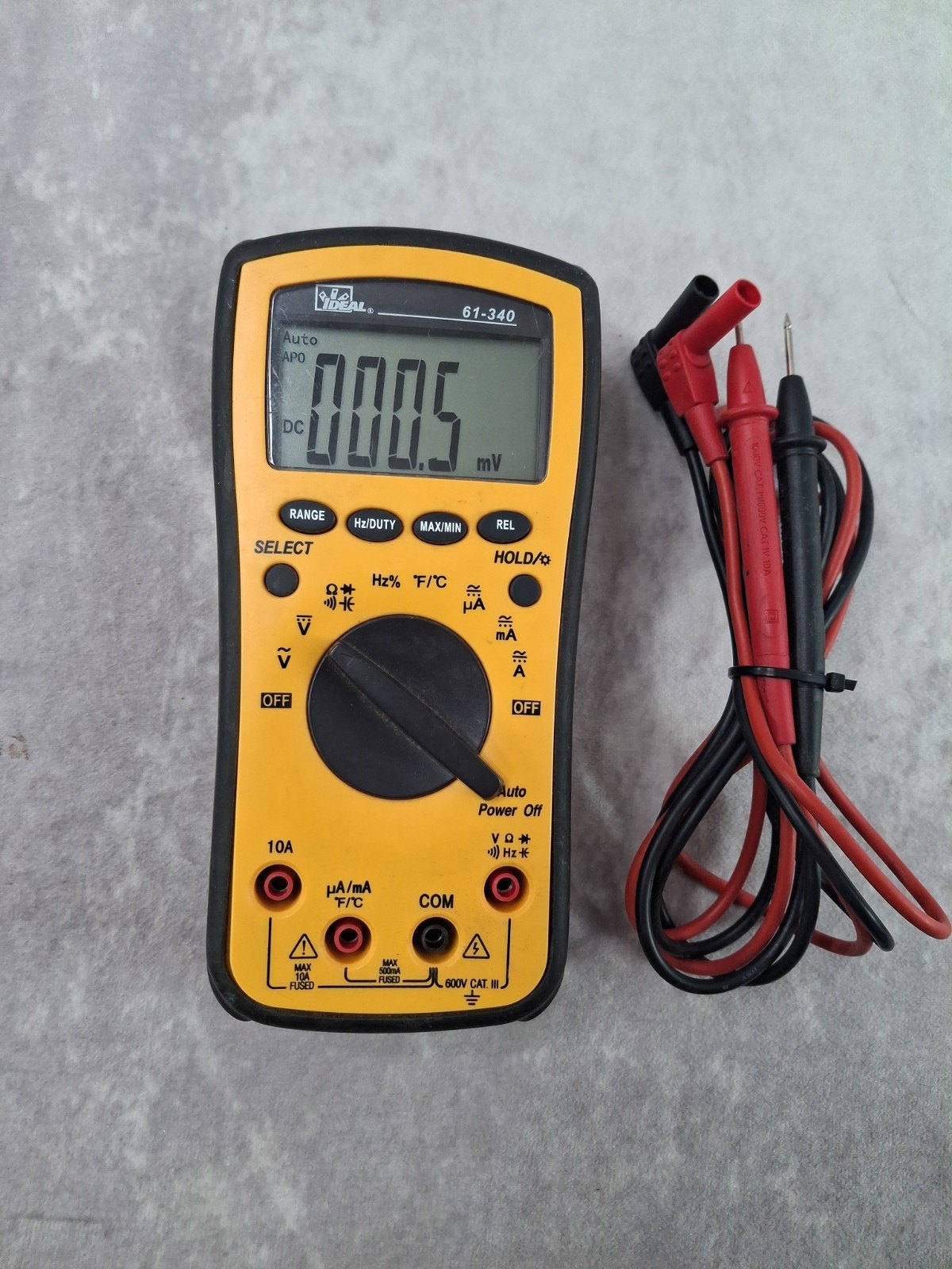 Ideal 61-340 Multimeter Voltmeter Cat III – Handheld – with Probe Test Leads