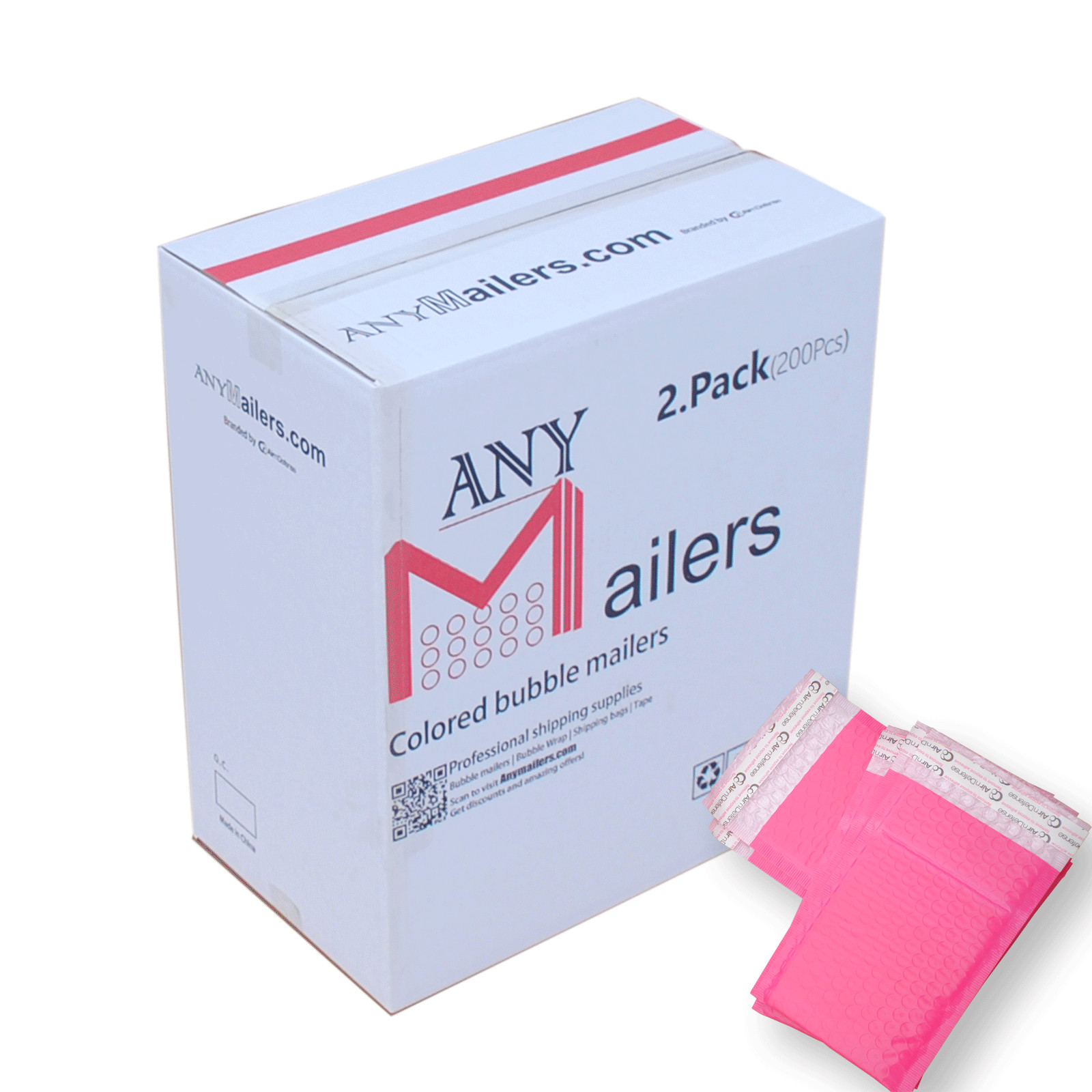 AirnDefense 200 #2 8.5X12″ Pink Poly Bubble Mailers Shipping Padded Envelope