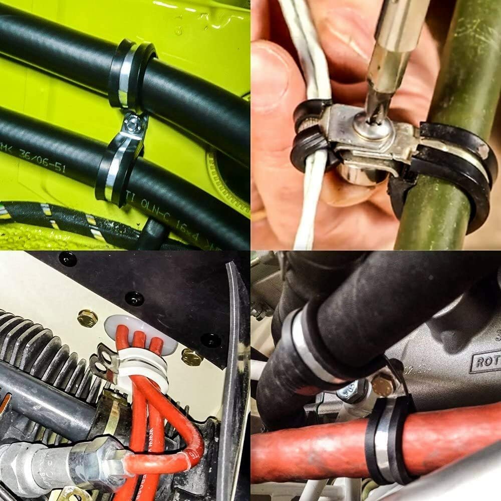 20pcs 3/8″ Inch Cable Clamp Rubber Cushioned Insulated Clamp Stainless Steel