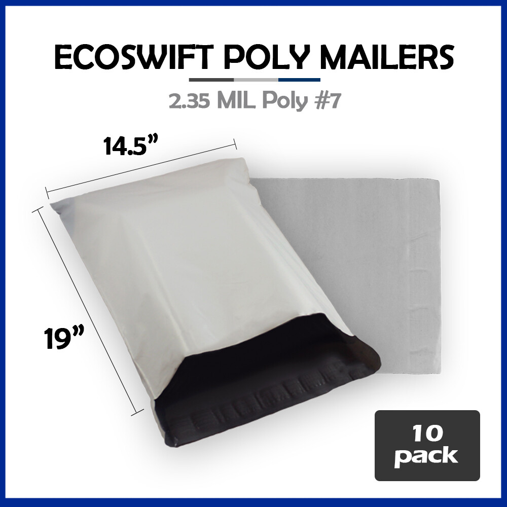 10 14.5×19 EcoSwift Poly Mailers Plastic Envelopes Shipping Mailing Bags 2.35MIL