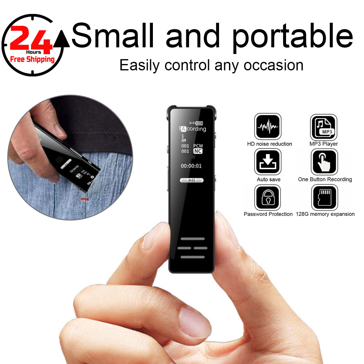 Mini Spy Audio Recorder Digital Voice Activated Mini Sound Dictaphone MP3 Player