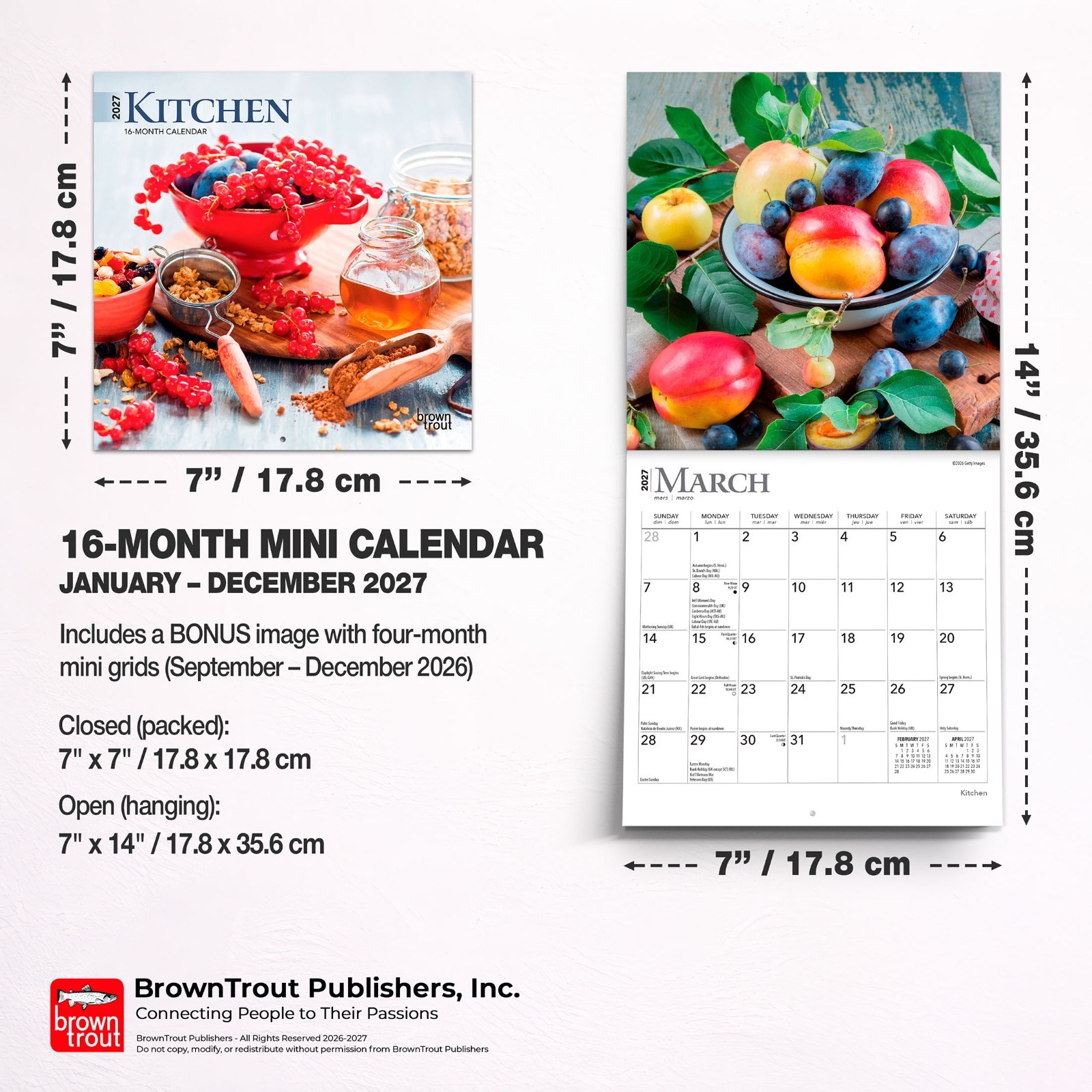 Kitchen | 2027 7×14″ (Hanging) Monthly Mini Wall Calendar