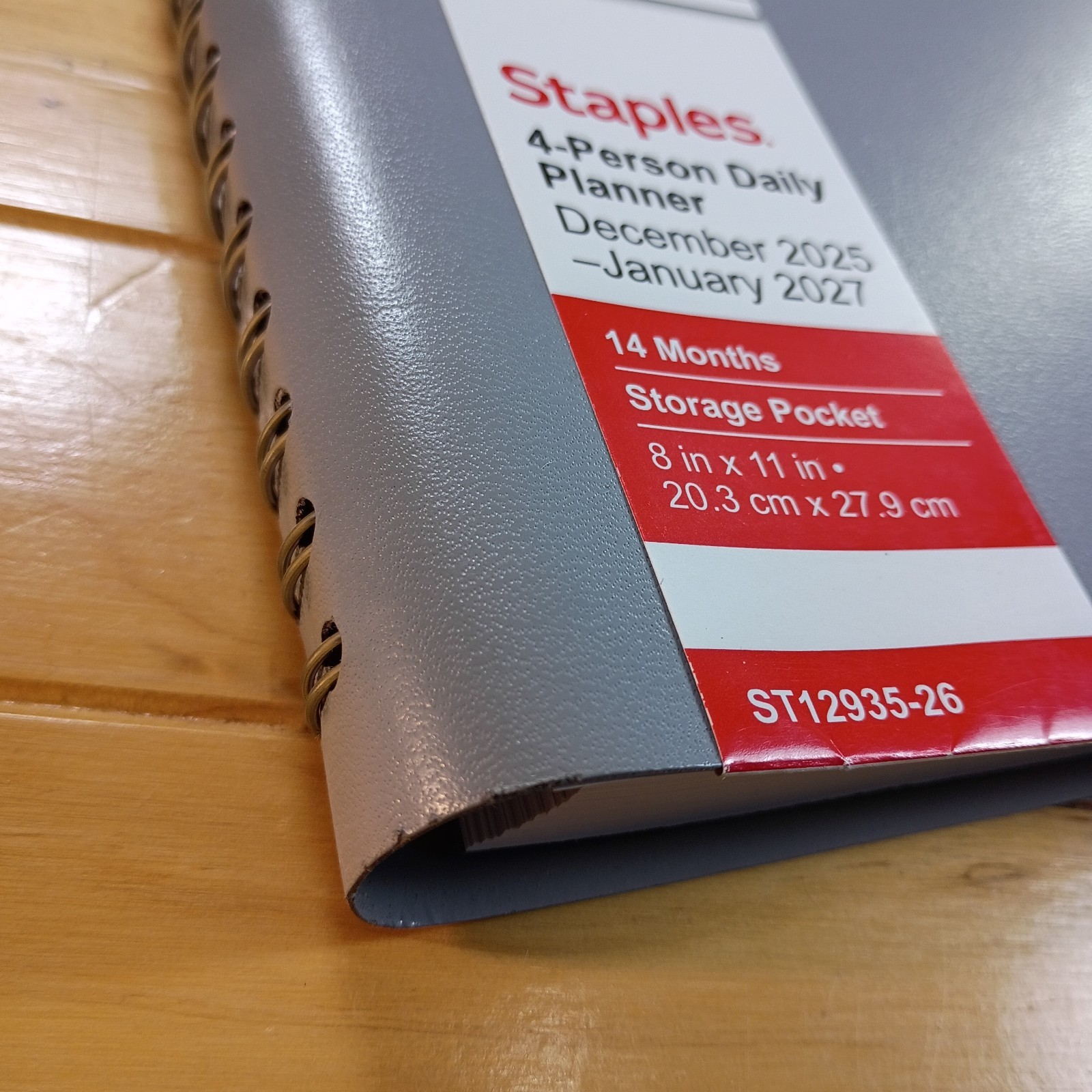 Staples 2026 4 Person DailyPlanner, Gray Dec 2025 Jan 2027, 8 x 11 In ST12935-26