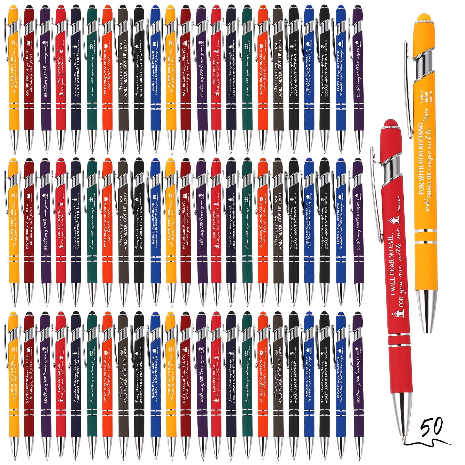 Fuutreo 50 Pcs Christian Pens Gift Bulk 1 Count (Pack of 50), Multicolor