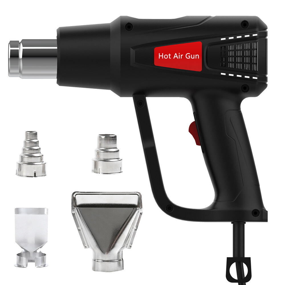 2000W Heat Gun Hot Air Gun Dual Temperature Settings + 4 Nozzles High Power Tool