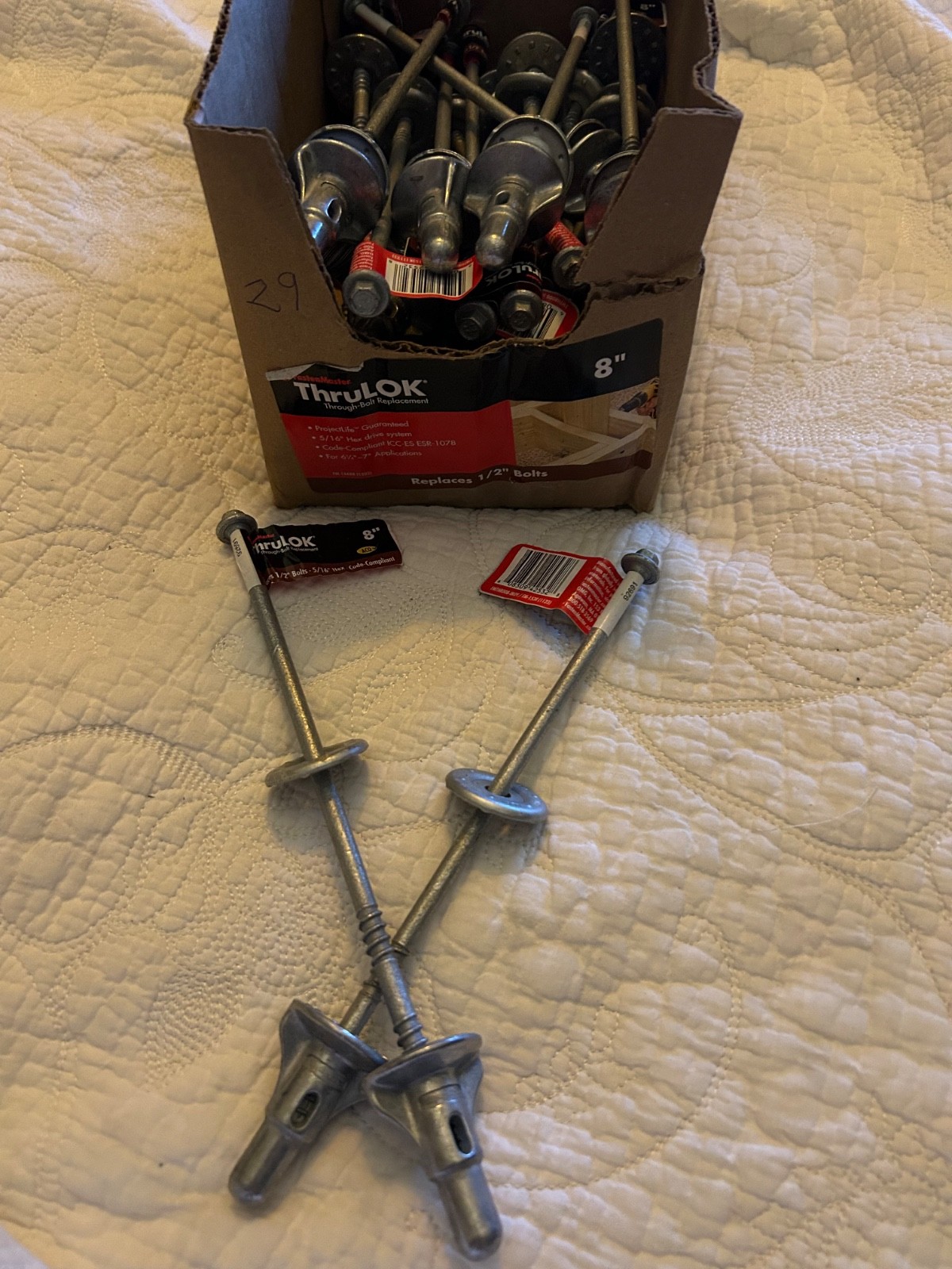 LOT OF 10 NEW FASTENMASTER FMTHR008-indy Thrulok Lag Screw, 1/2”X 8”