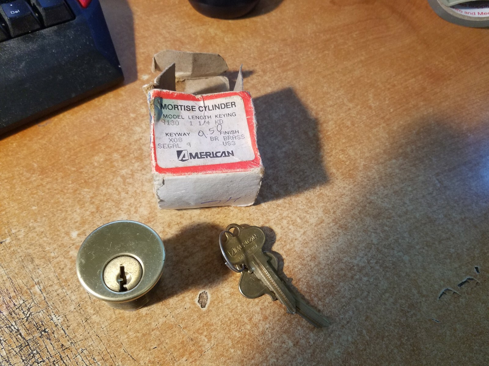 American Replacement Mortise Cylinder Model 9130 New Old Stock