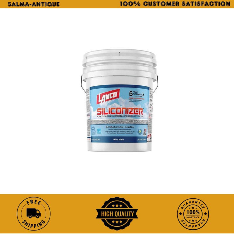 Siliconizer 5 Gal Acrylic Elastomeric White Reflective Roof Sealer Coating