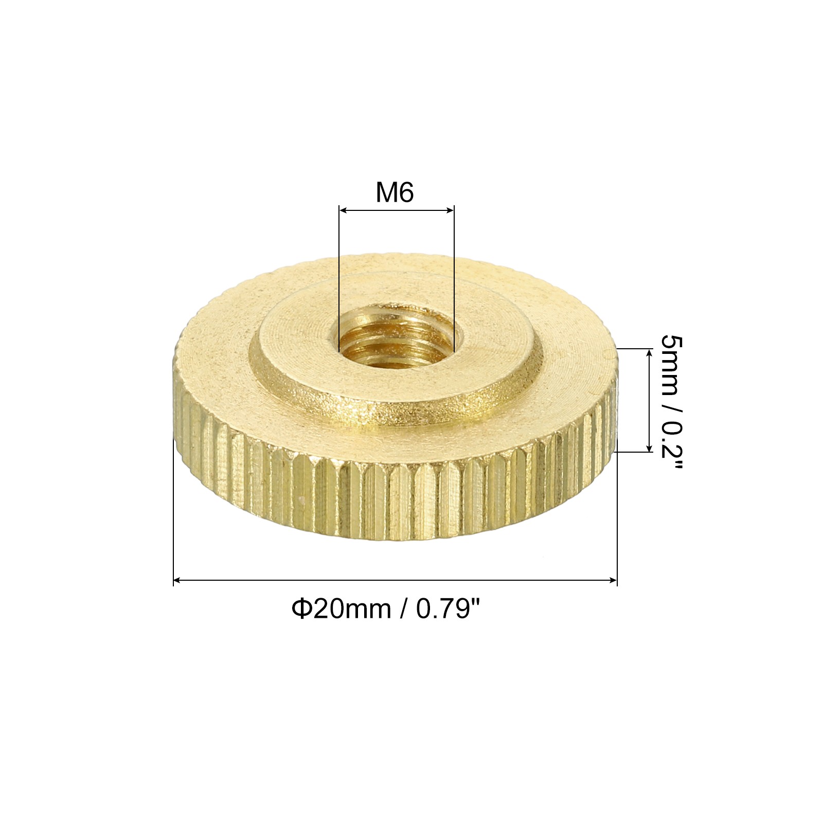 6Pcs Knurled Thumb Nuts M6 Brass Nut Flat Head Through Hole for 3D Printer Part