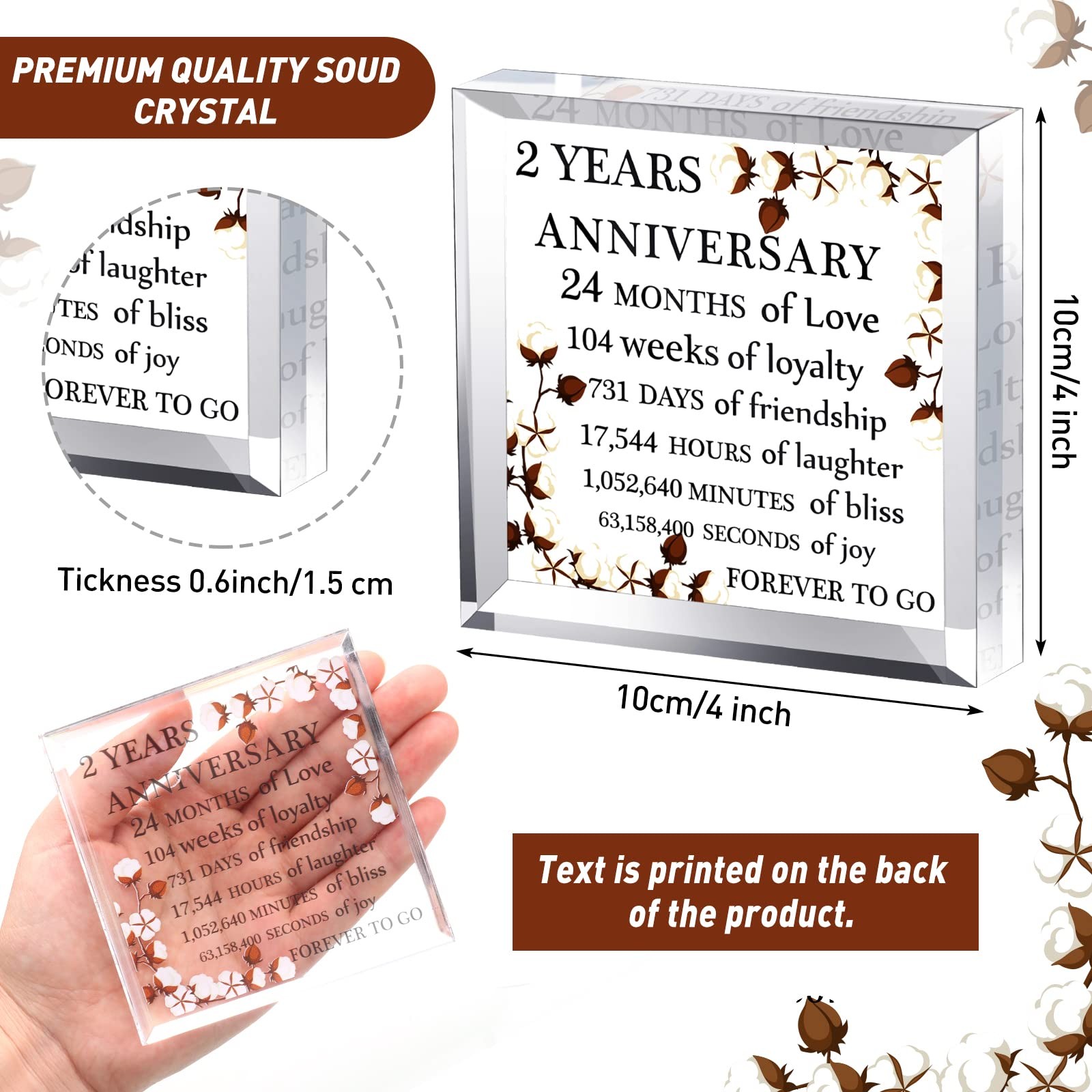 Yalikop 2 Years Anniversary Acrylic Gift for Him 0.6 Thickness, Clear Or Na