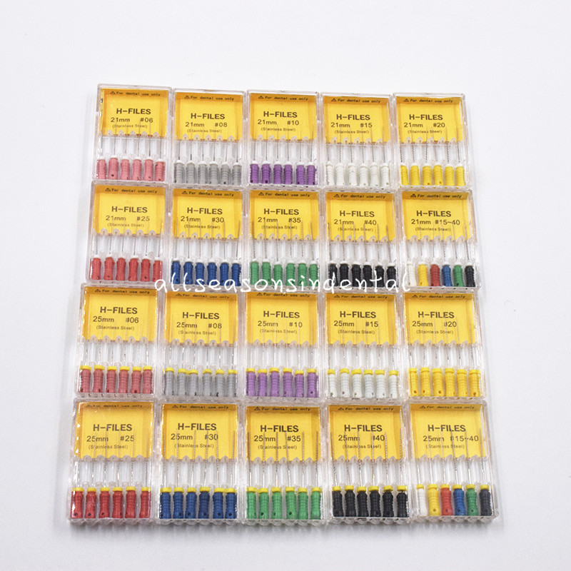 Dental Stainless Steel Endodontic Root Canal H/K/R Files 21/25/31mm Hand Use