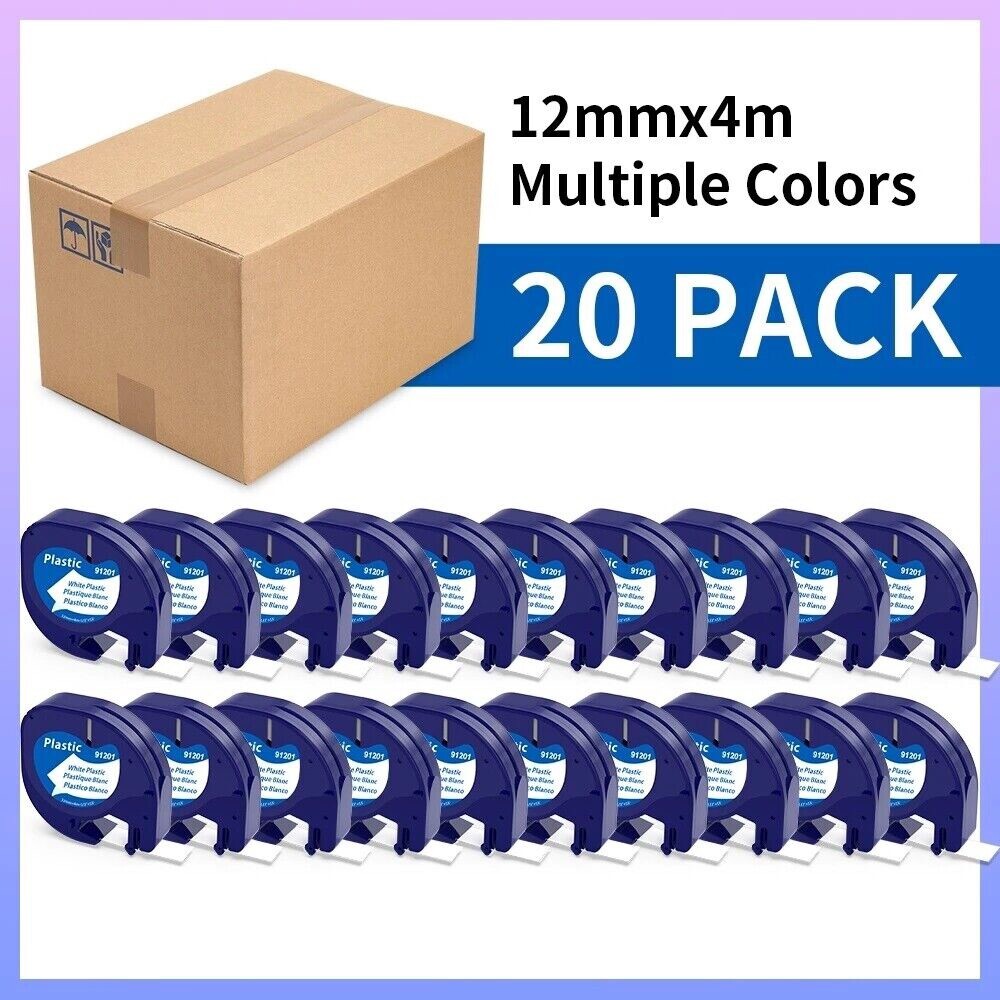 20-Pk/Pack 91331 91201 Letratag Refill Compatible for Dymo Label Maker Tape 1/2″
