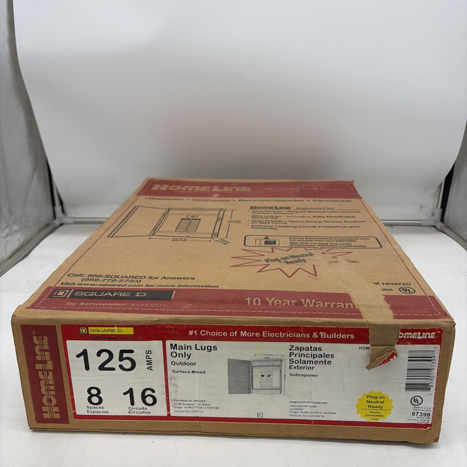 Square D 16-Circuit 125amp 8-space Outdoor Main Lugs Load Center (HOM816L125PRB)