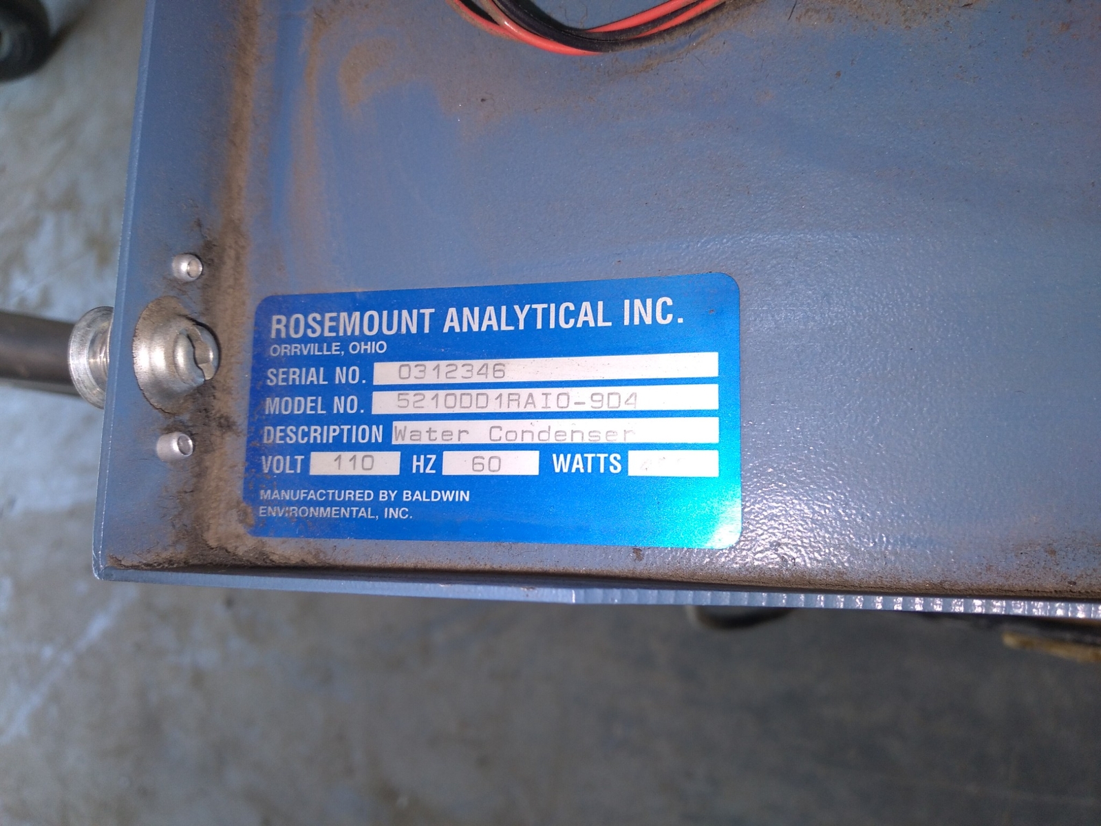 ROSEMOUNT ANALYTICAL ELECTRONIC WATER CONDENSER 52100D1RAIO-904 110V 60HZ